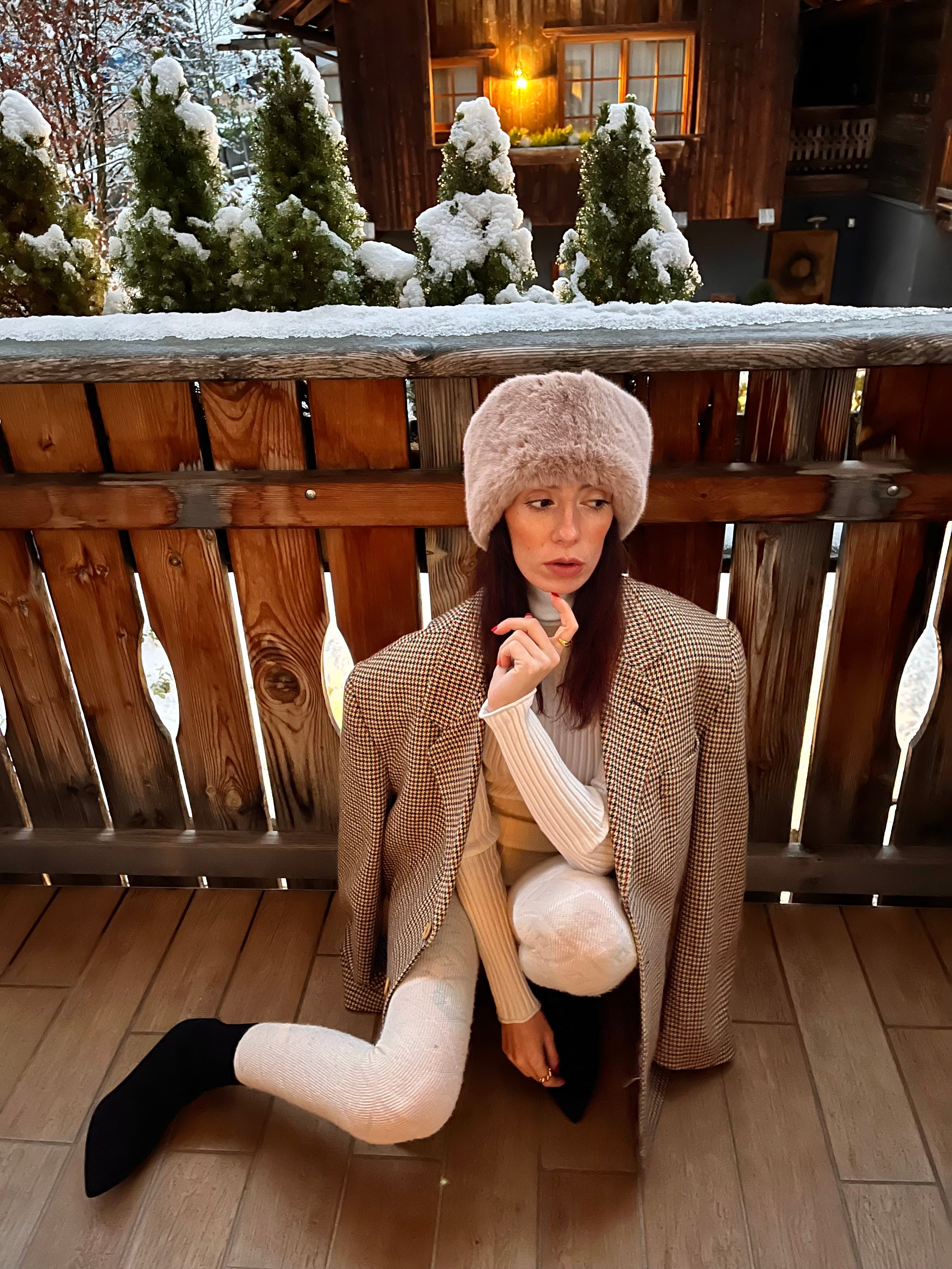 Blazer carré à épaules structurées pied-de-poule