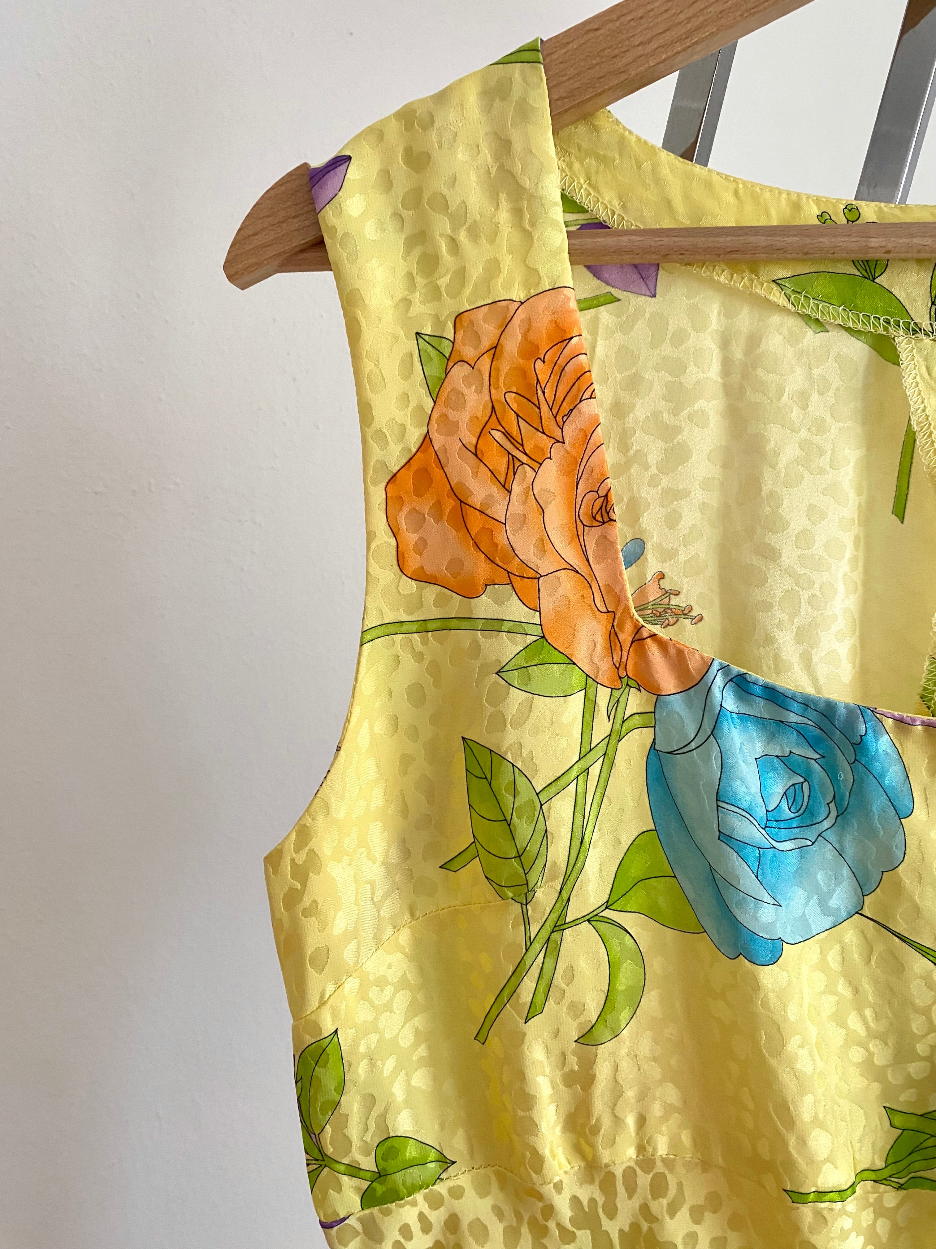 Abito floreale limone in pura seta