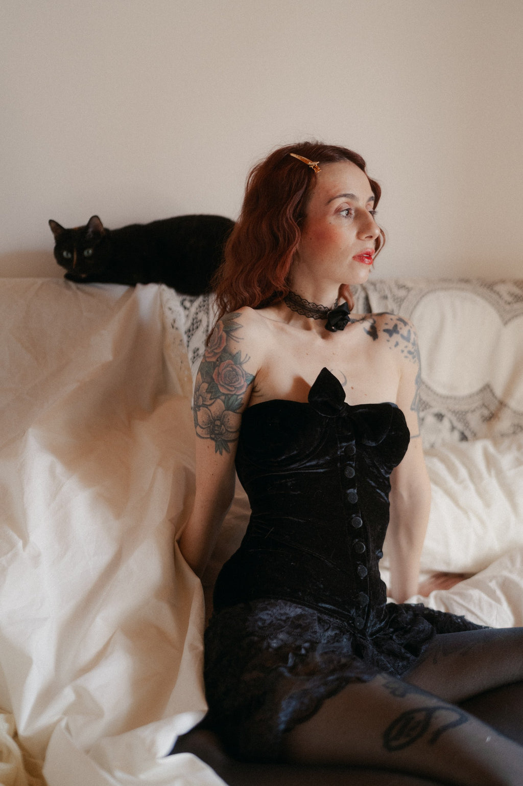 Corsetto velvet con fiocco