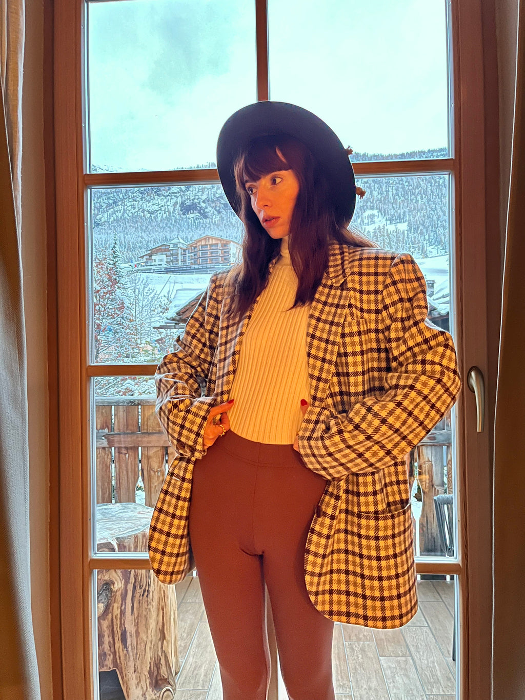Vichy blazer boxy