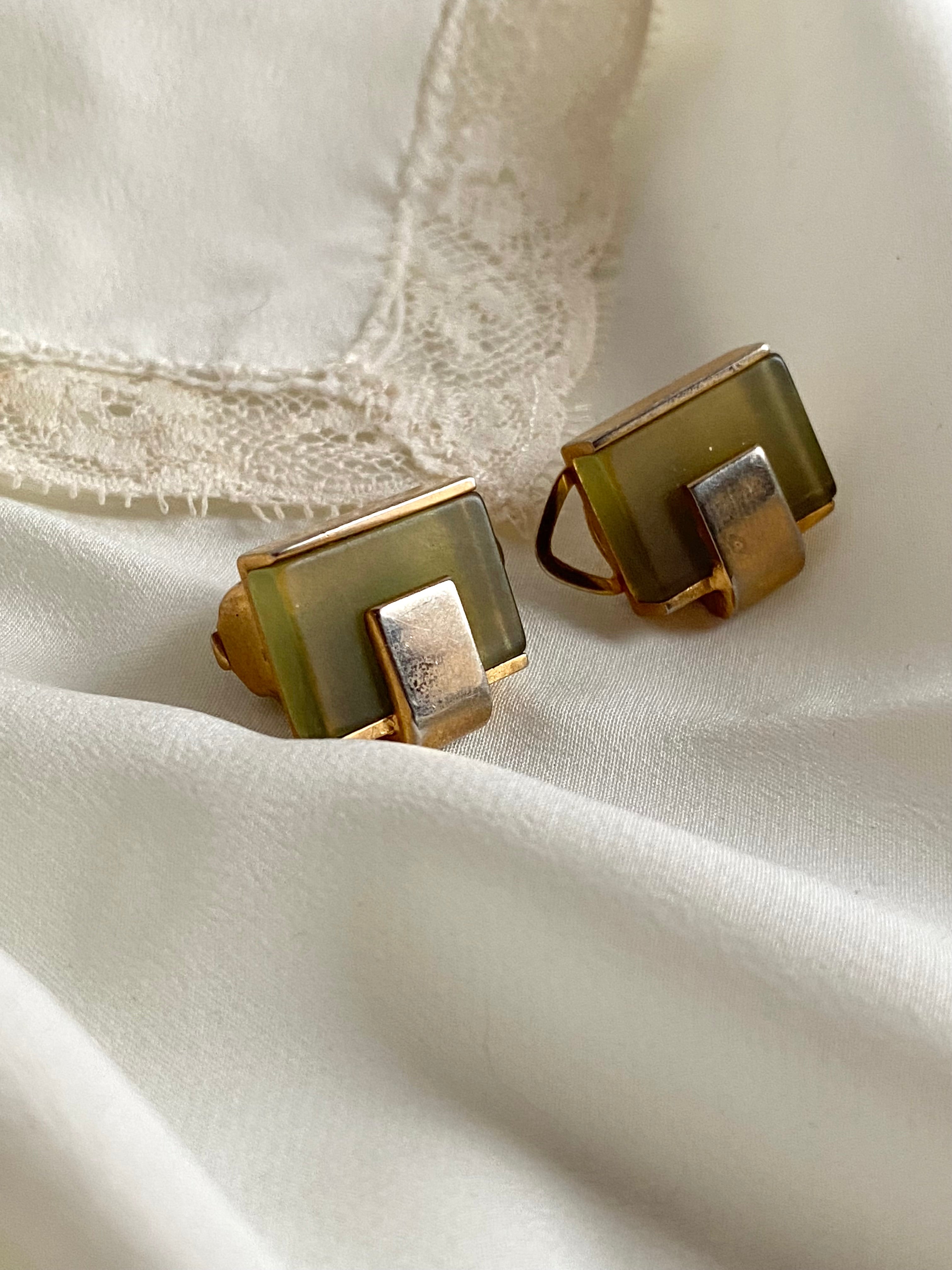 Orecchini a clip oliva ‘60s