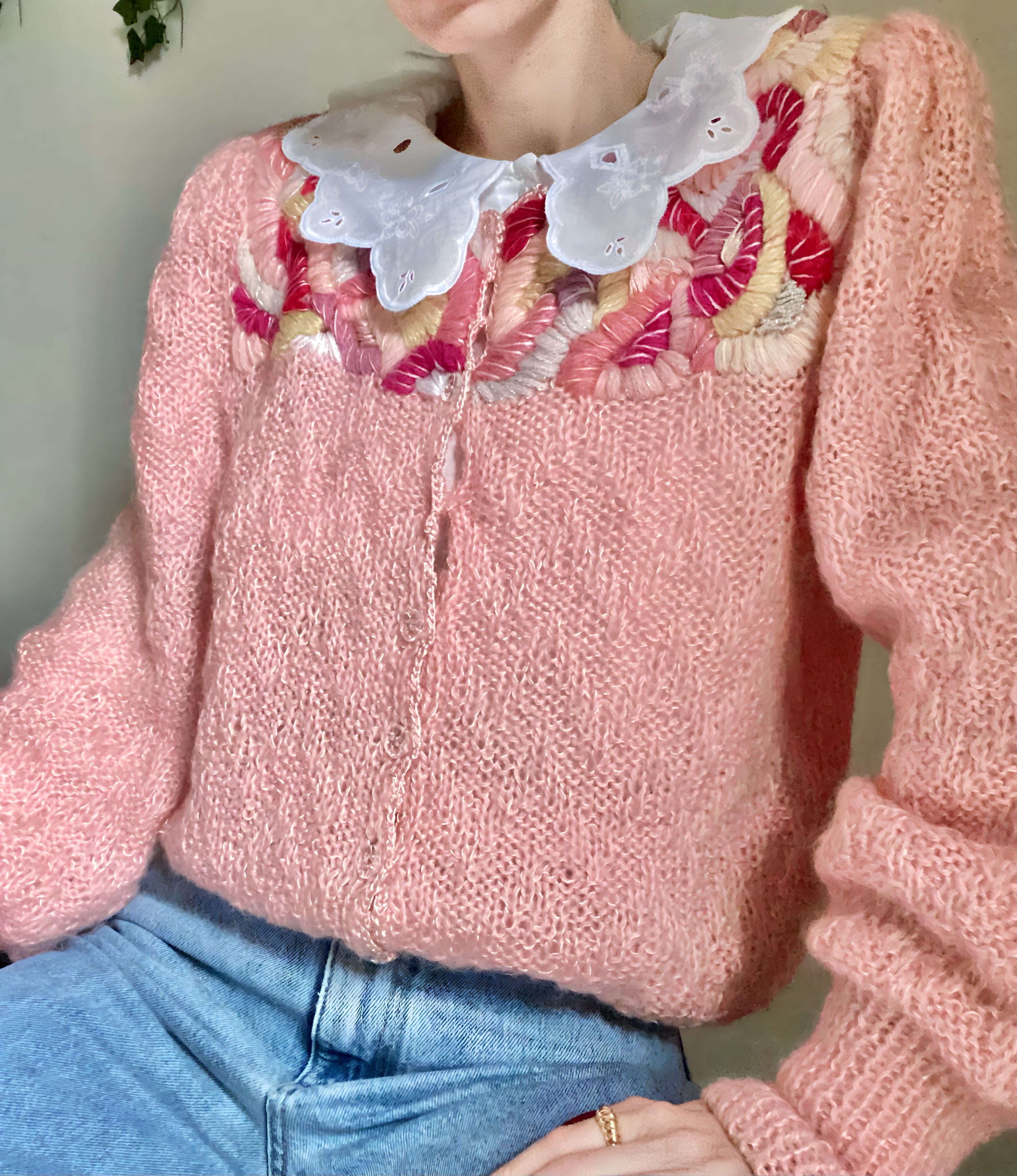 Handmade crochet cardigan from a doll