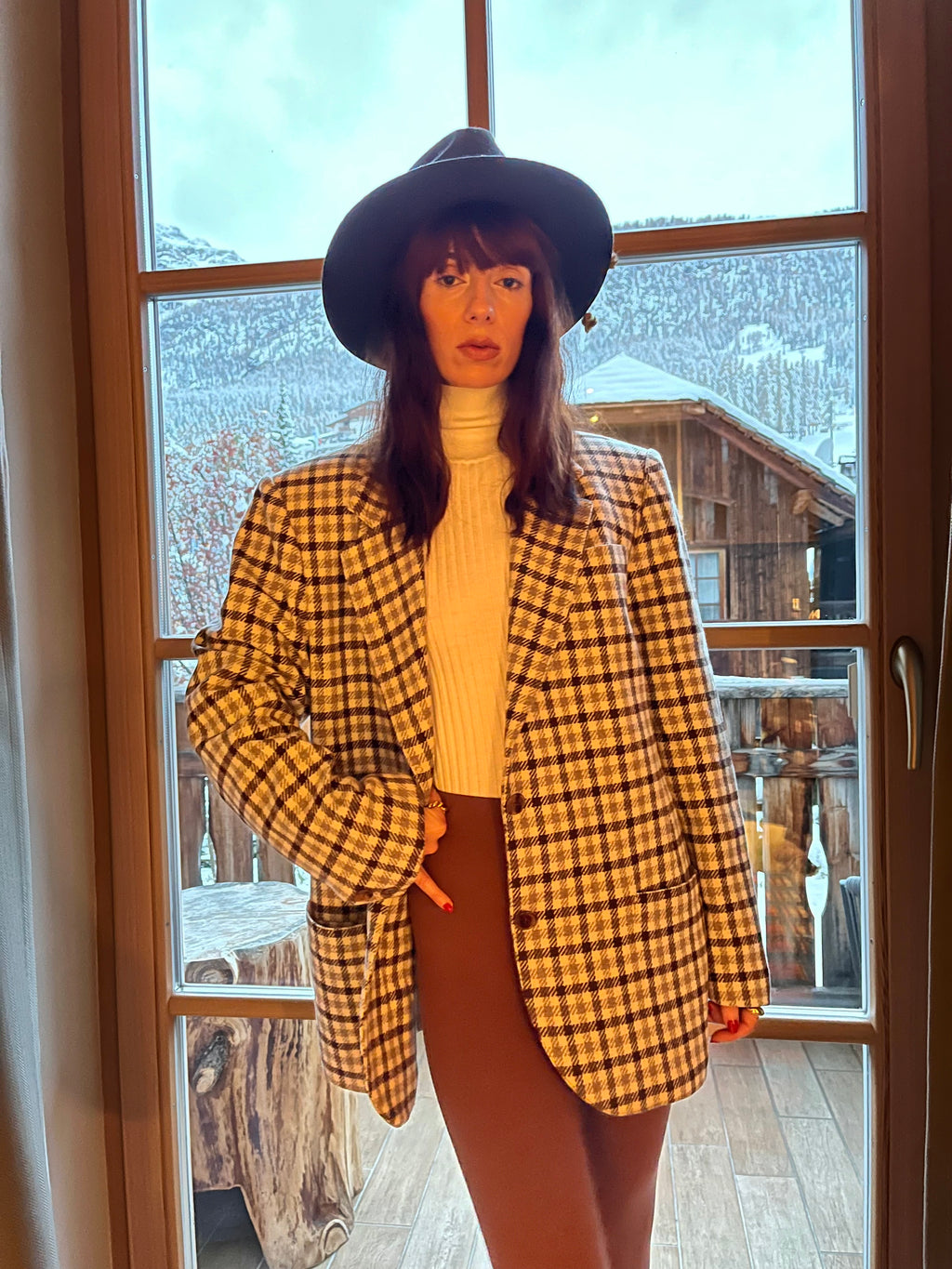 Vichy blazer boxy