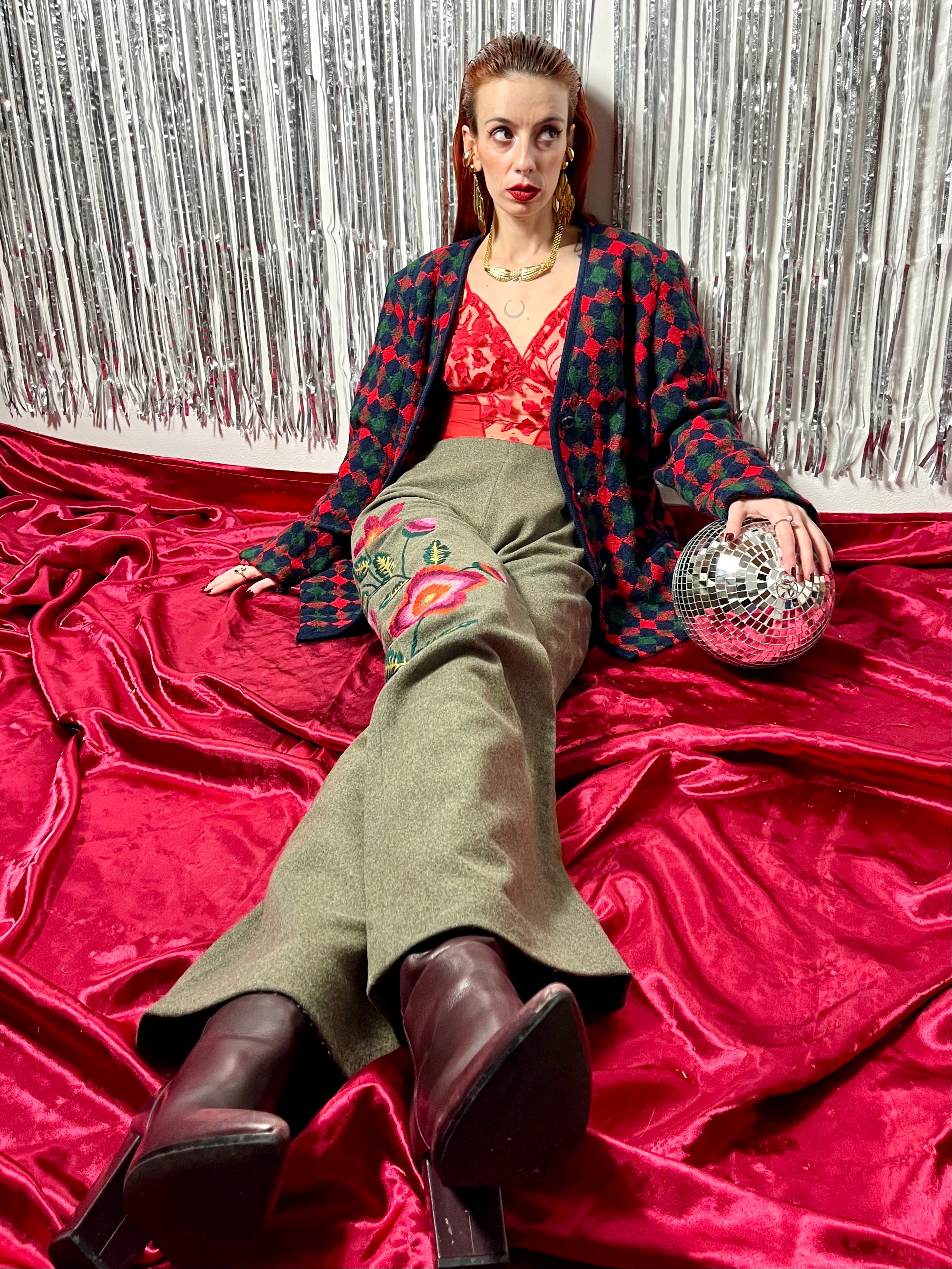 Pantaloni oliva in lana Mariella Burani