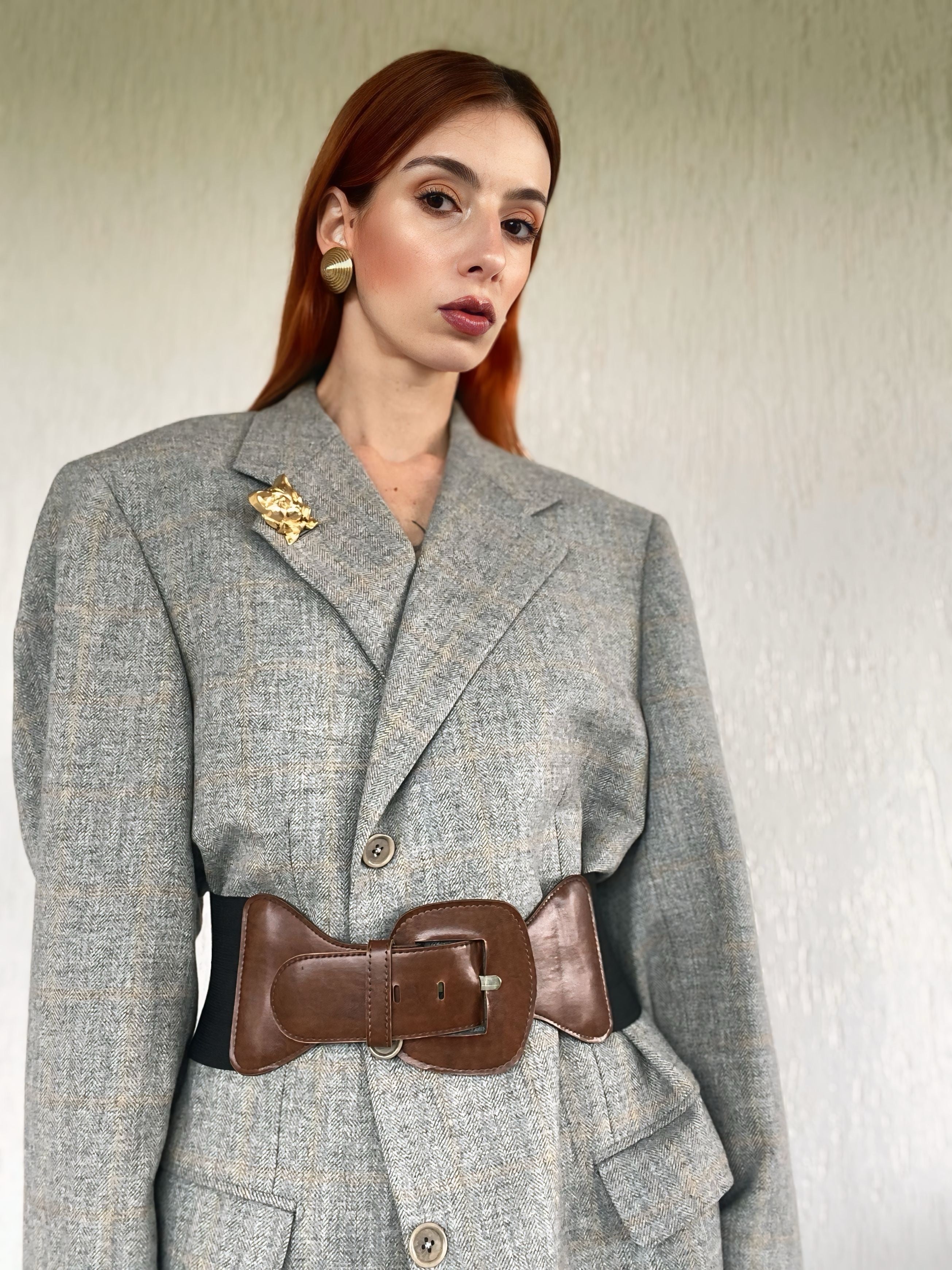 Blazer boxy grigio cenere monopetto