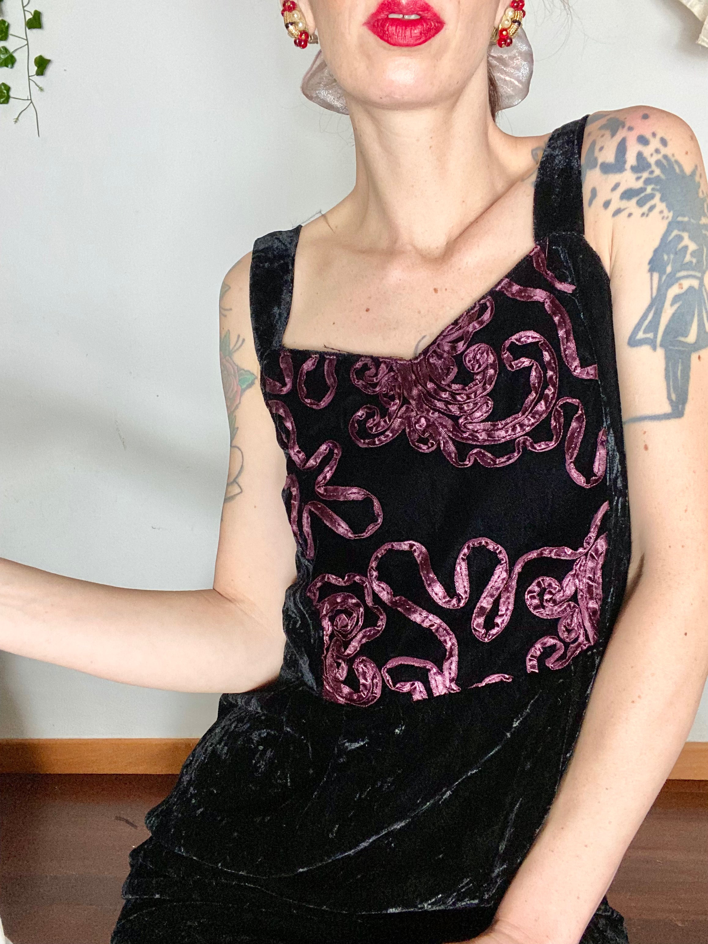 Mini abito da sera baloon in velluto