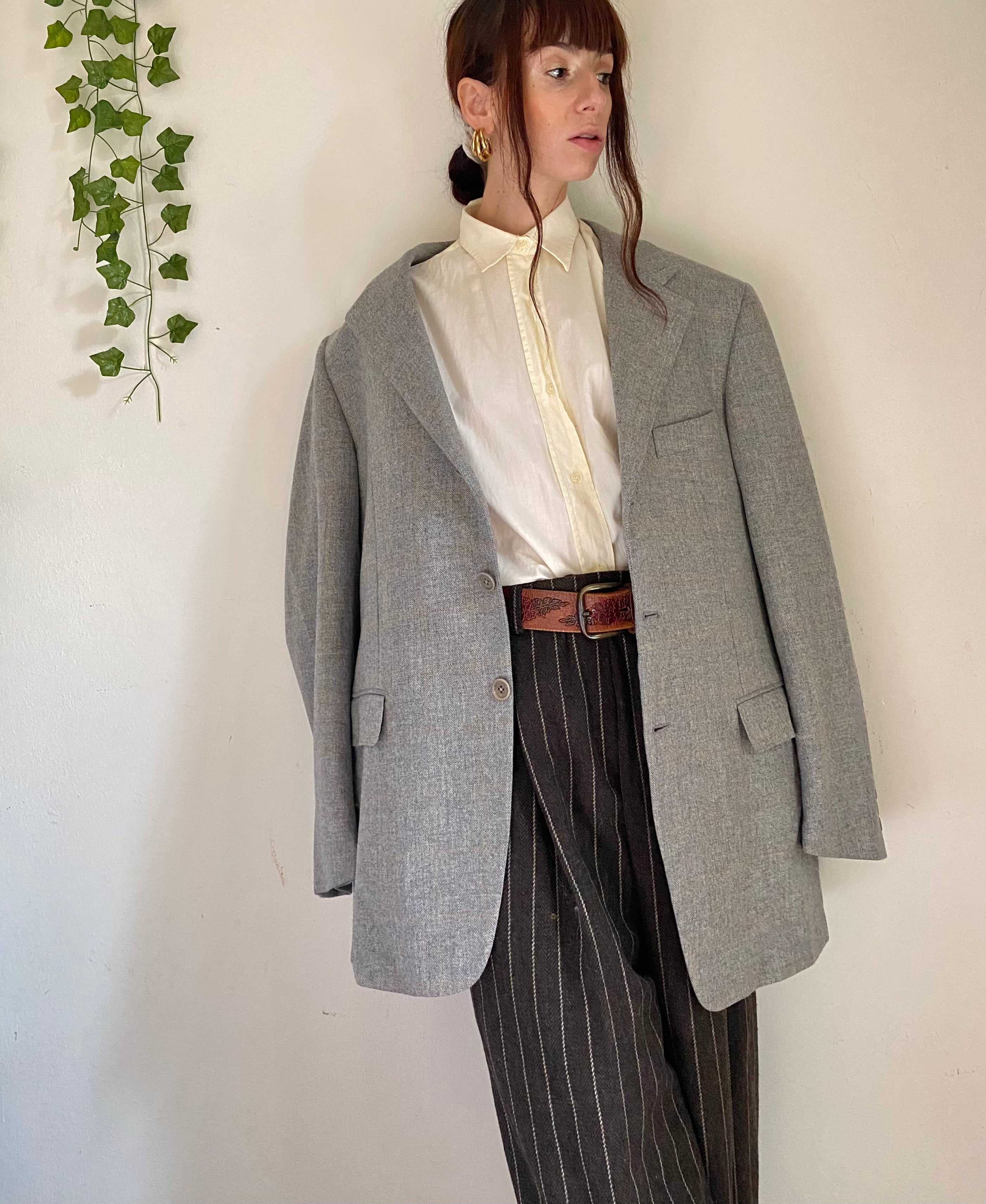 Blazer boxy grigio cenere monopetto