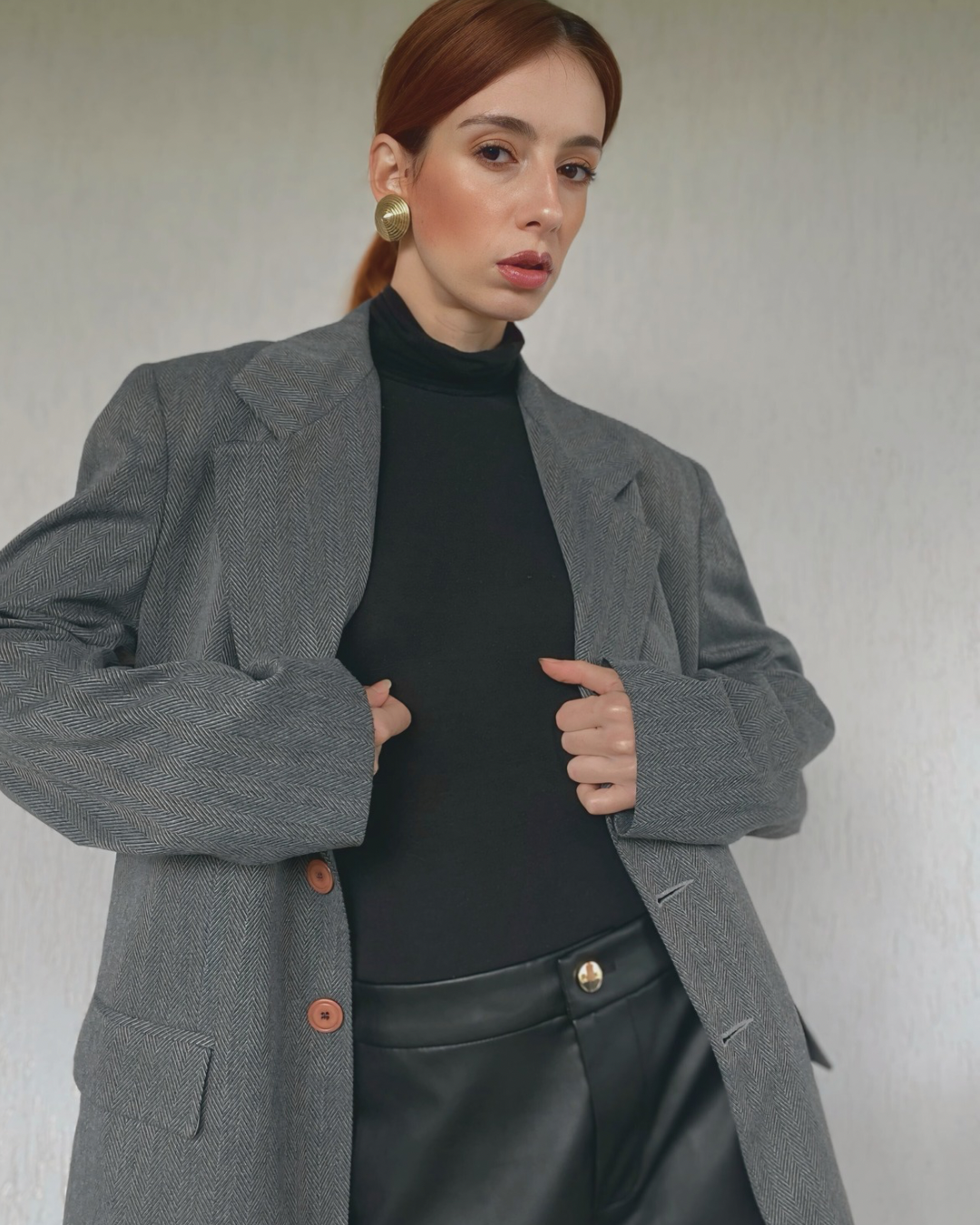 Blazer boxy monopetto grigio scuro lavorazione zig zag