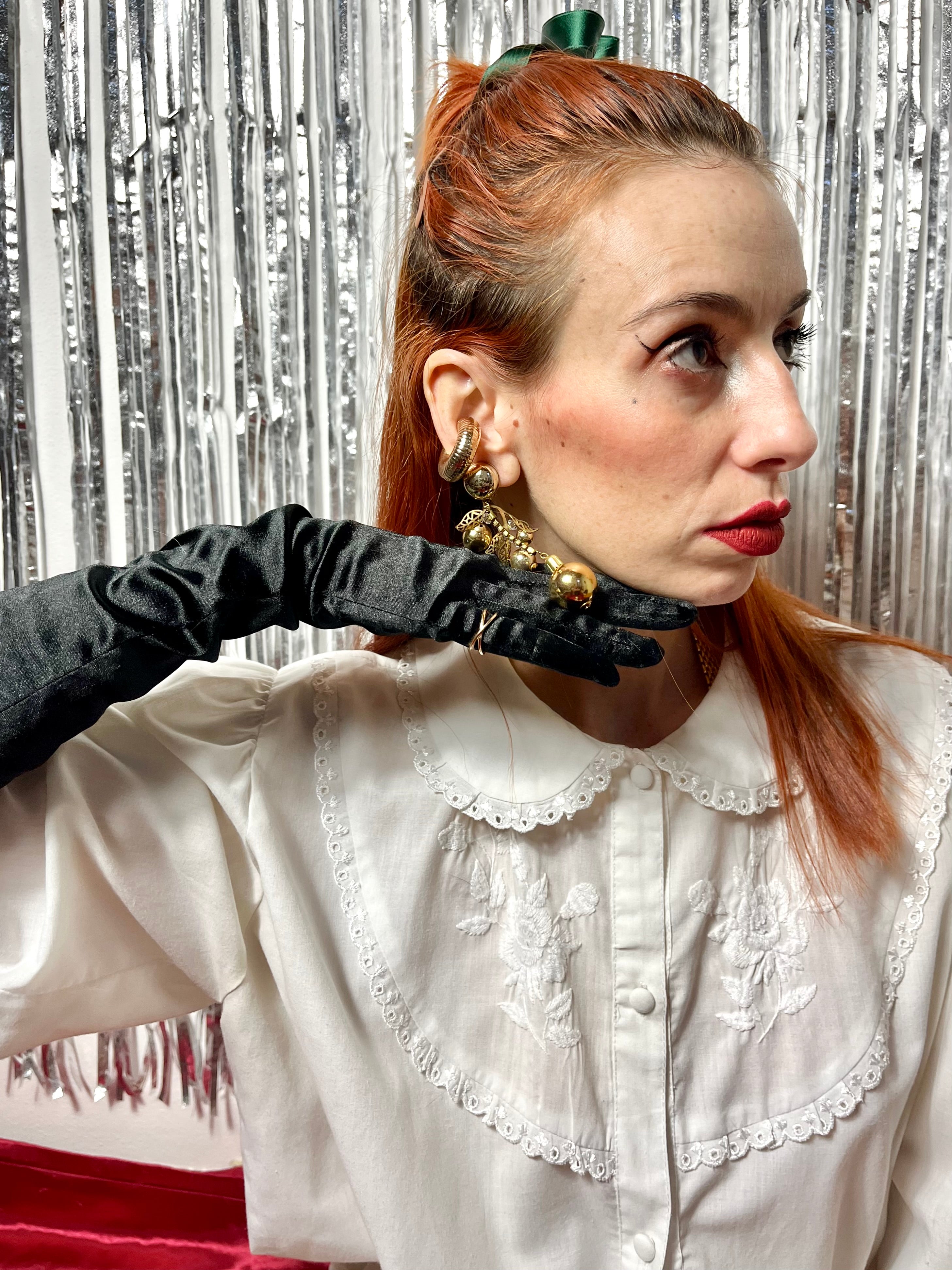 Orecchini a grappolo palline di Natale con punti luce