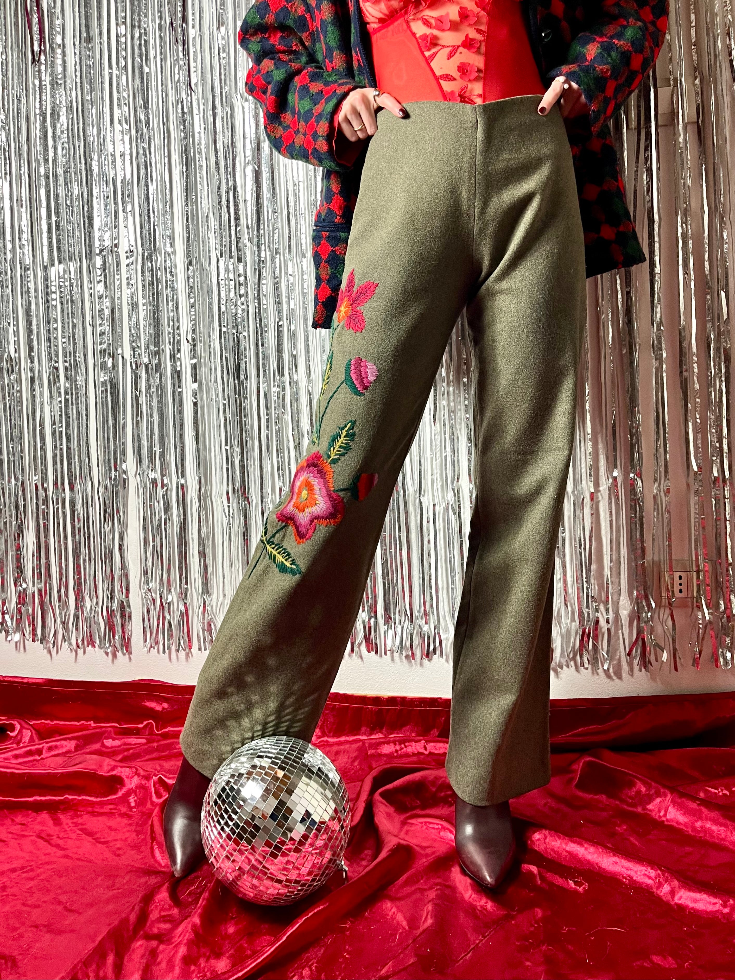 Pantaloni oliva in lana Mariella Burani