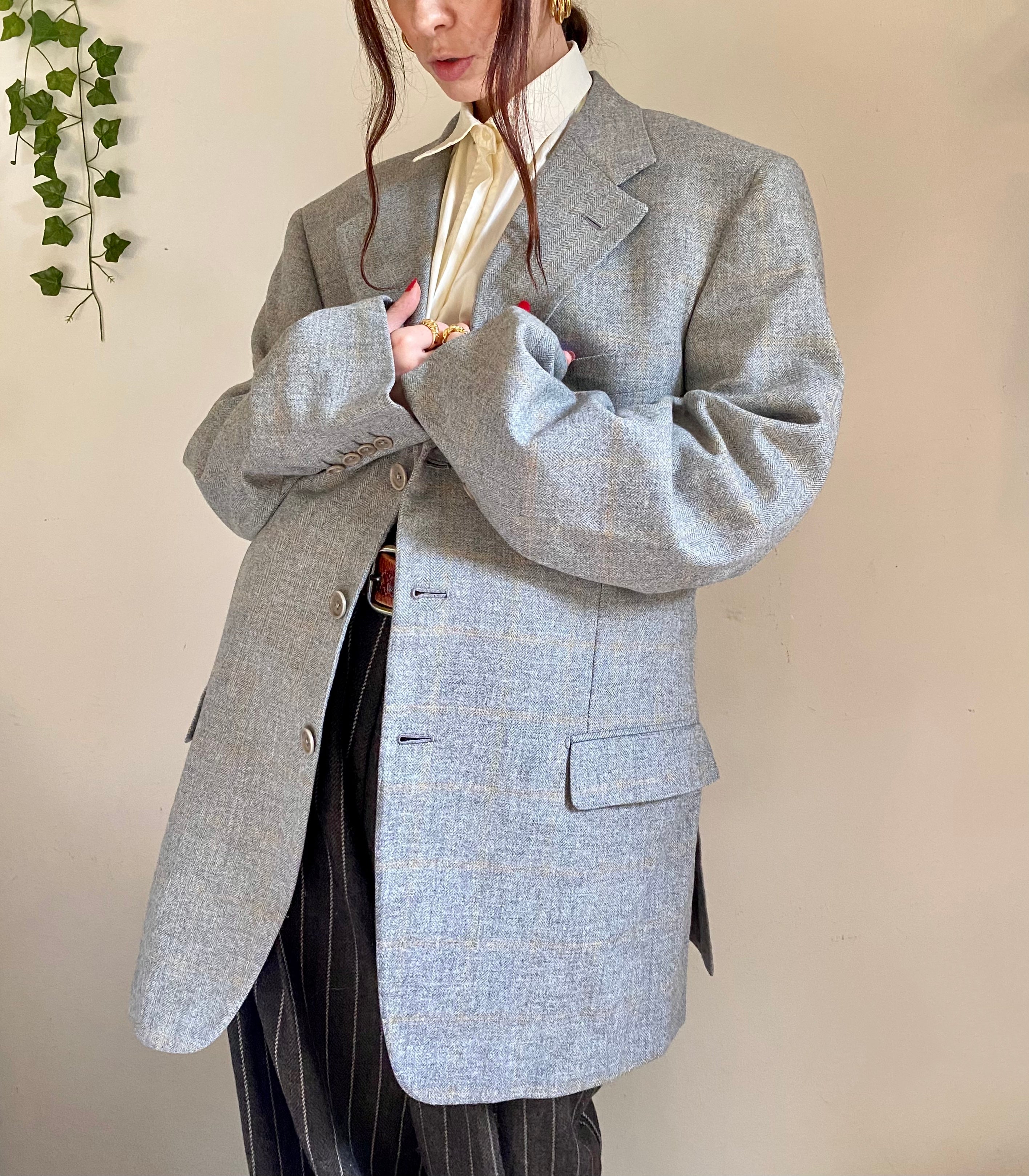 Blazer boxy grigio cenere monopetto