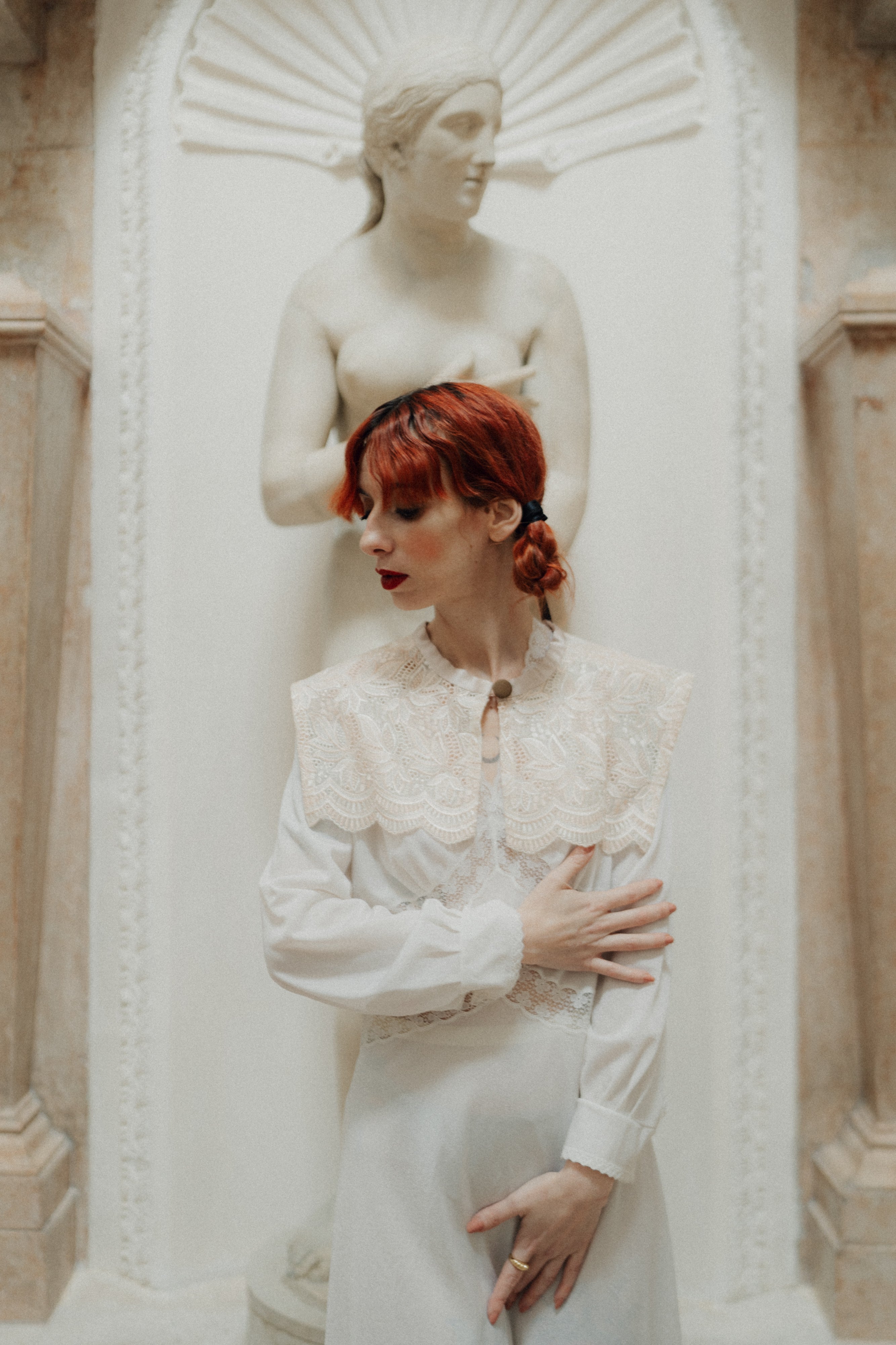 Colletto marinière rosa pastello in pizzo antico veneziano