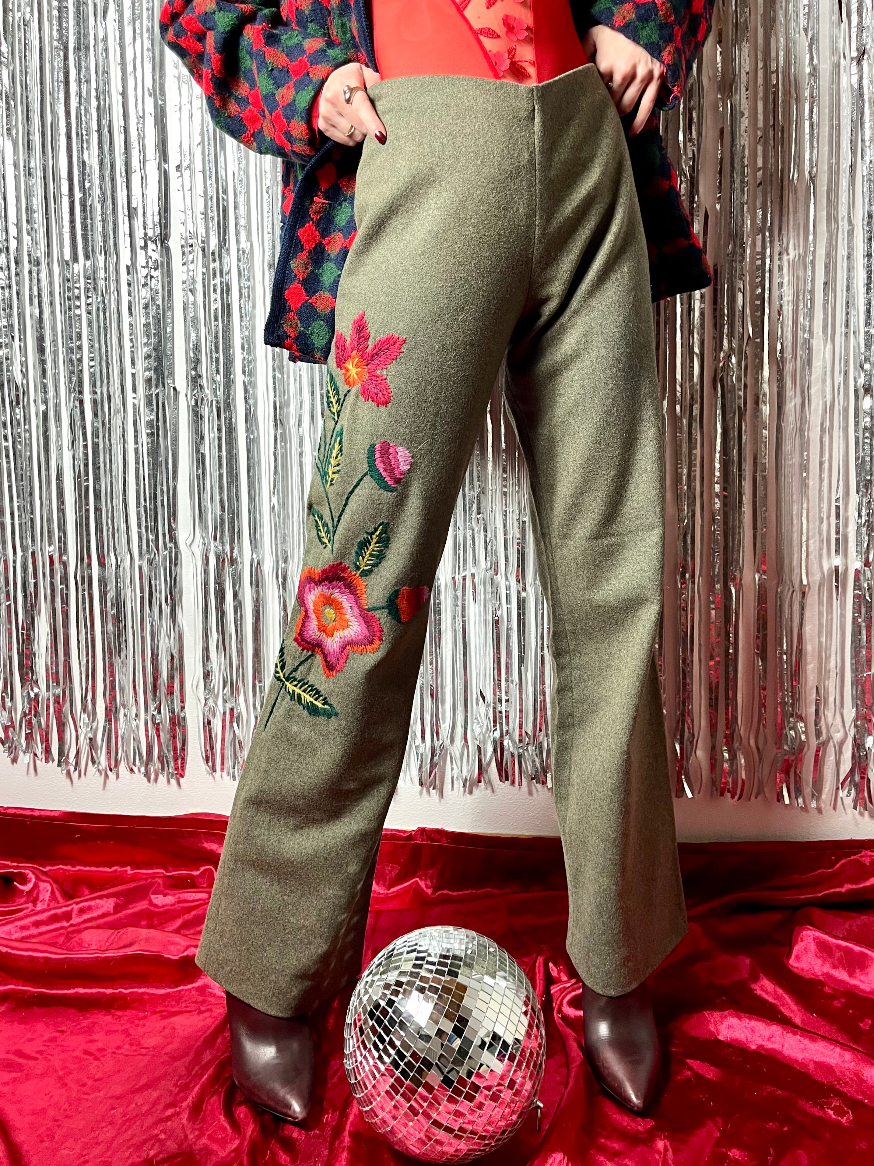 Pantaloni oliva in lana Mariella Burani