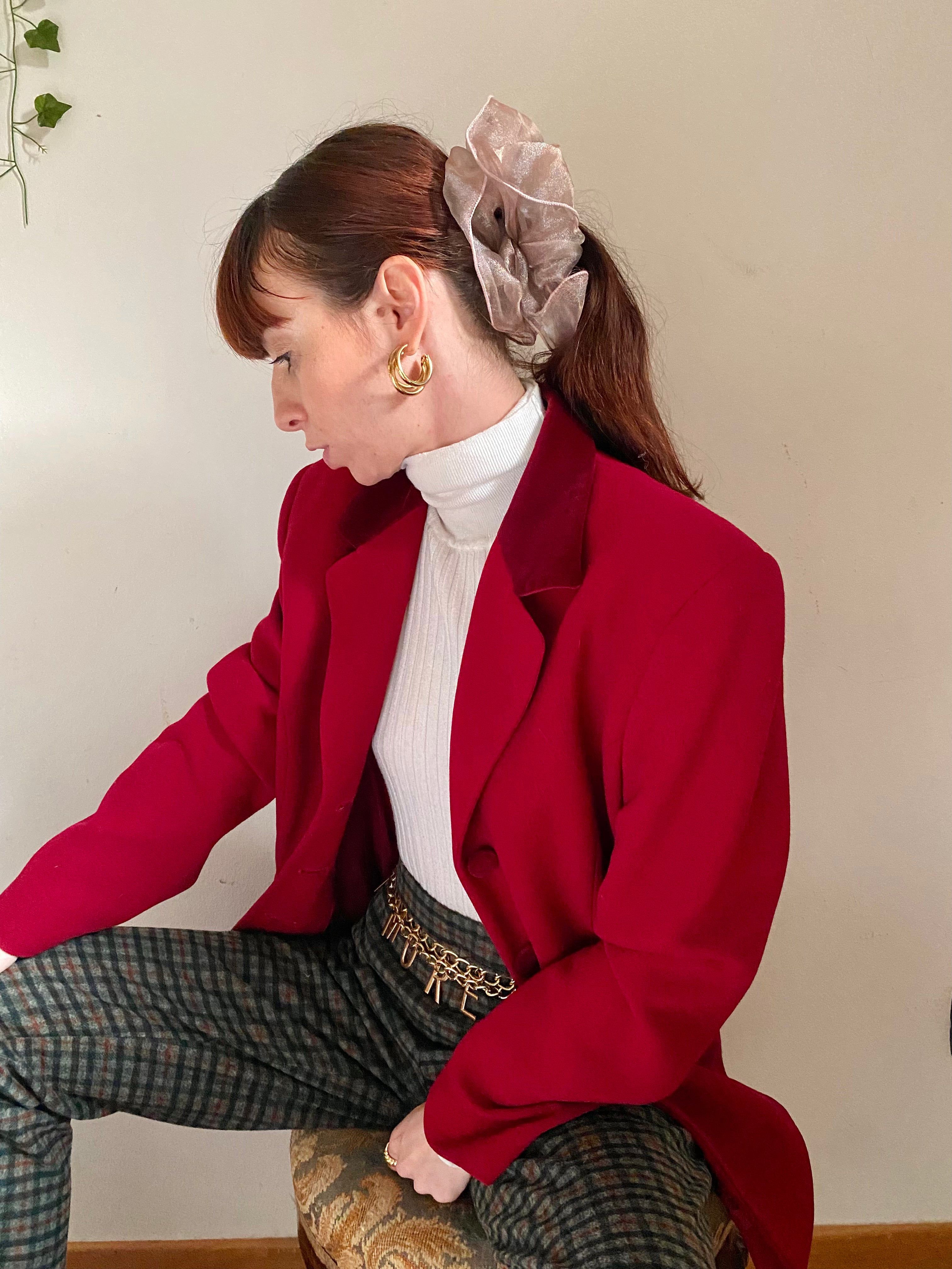 Blazer con dettagli in velluto monopetto