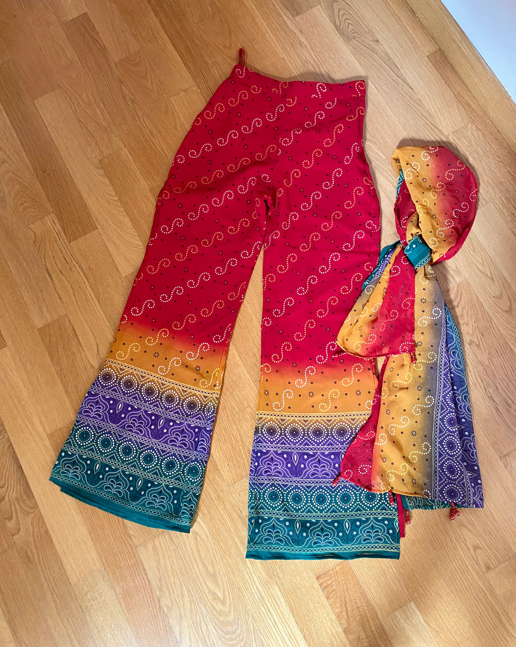 Coordinato pantalone & foulard anni 70