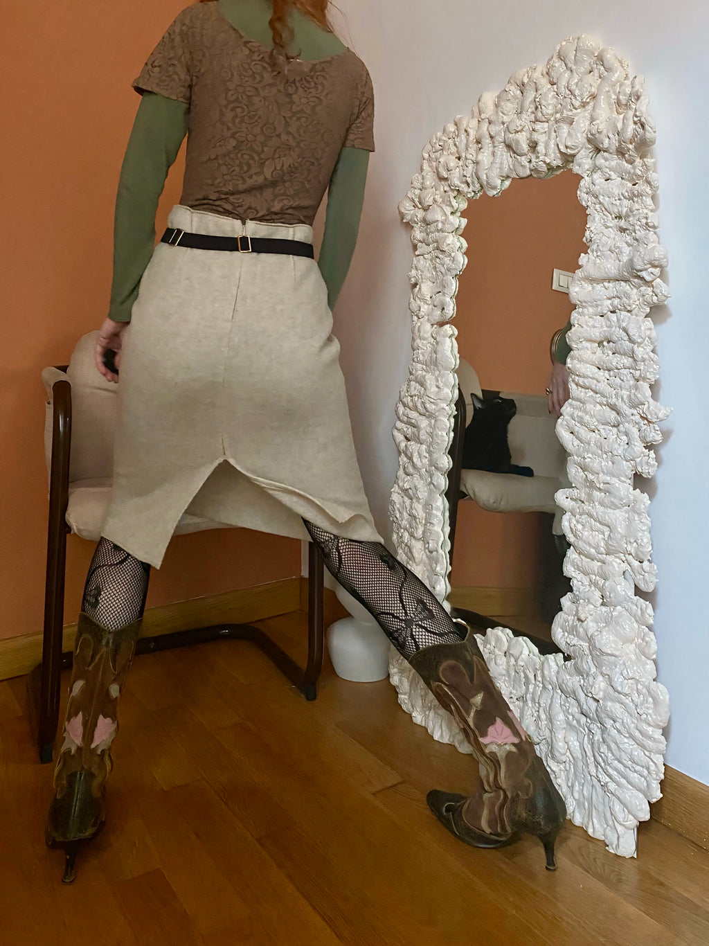 Jupe midi crème
