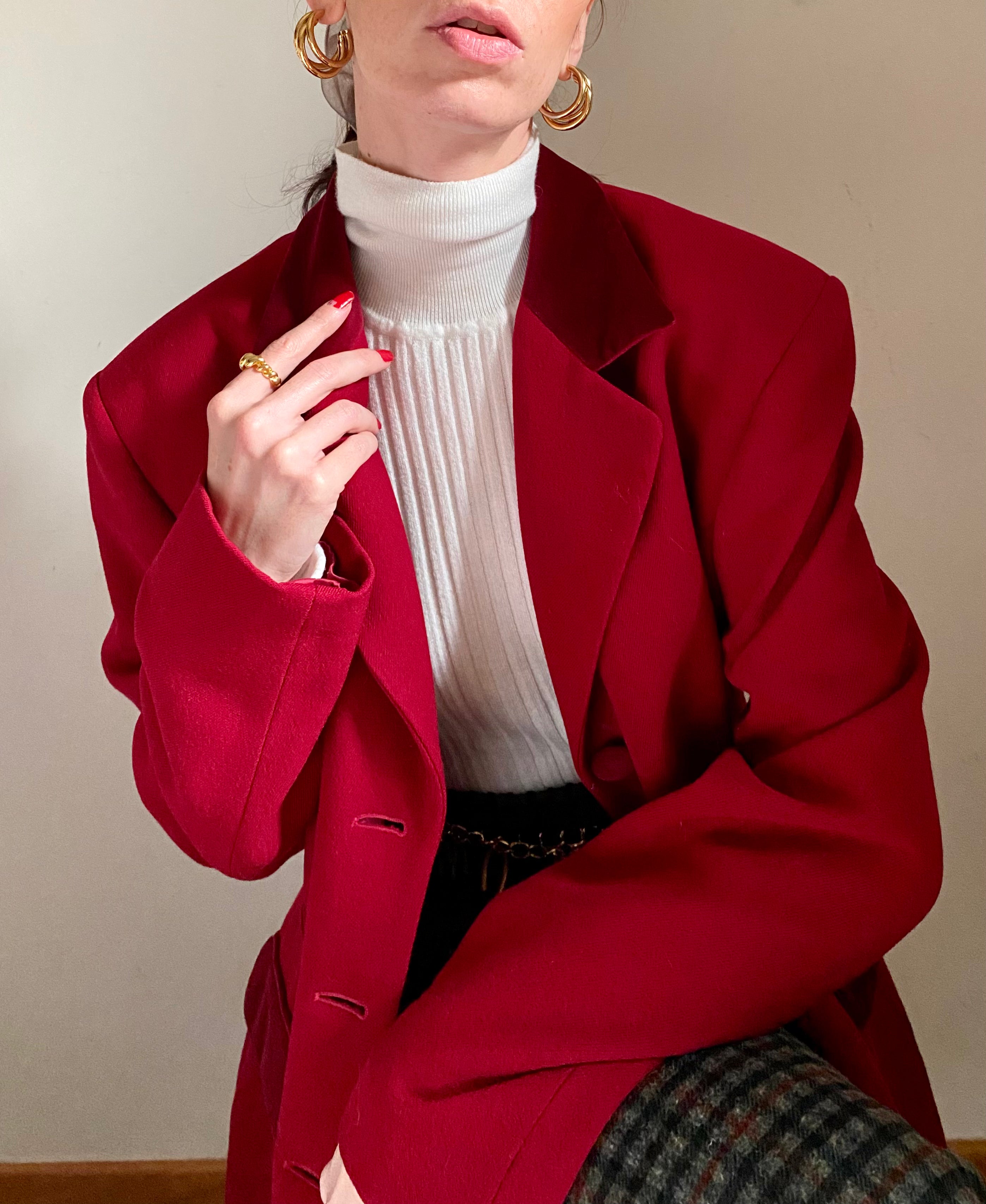 Blazer con dettagli in velluto monopetto