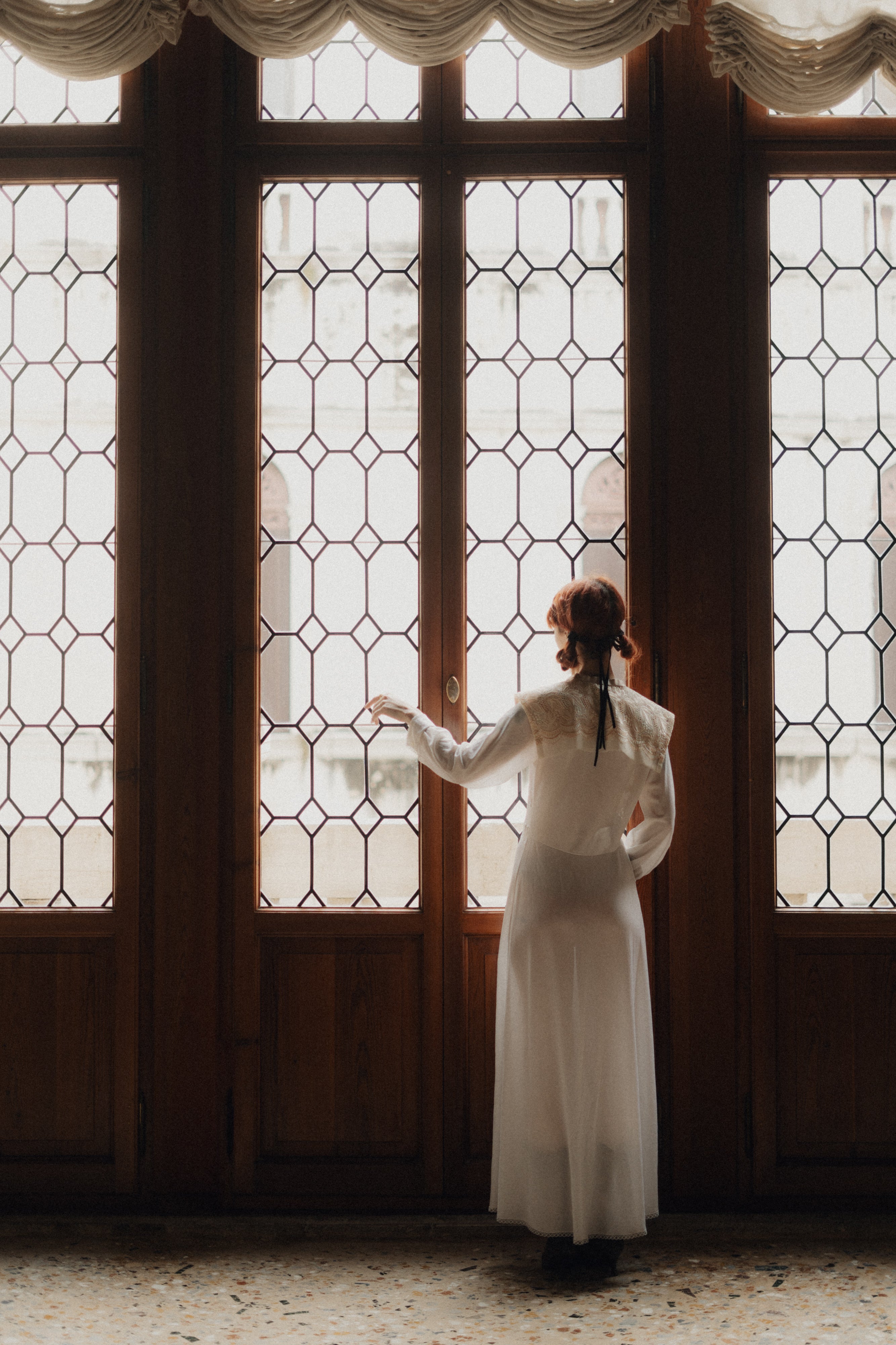 Colletto marinière rosa pastello in pizzo antico veneziano