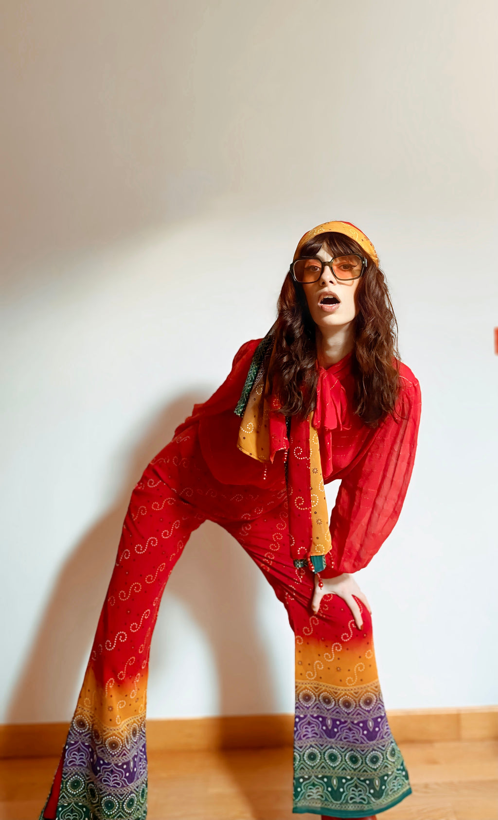 Coordinato pantalone & foulard anni 70