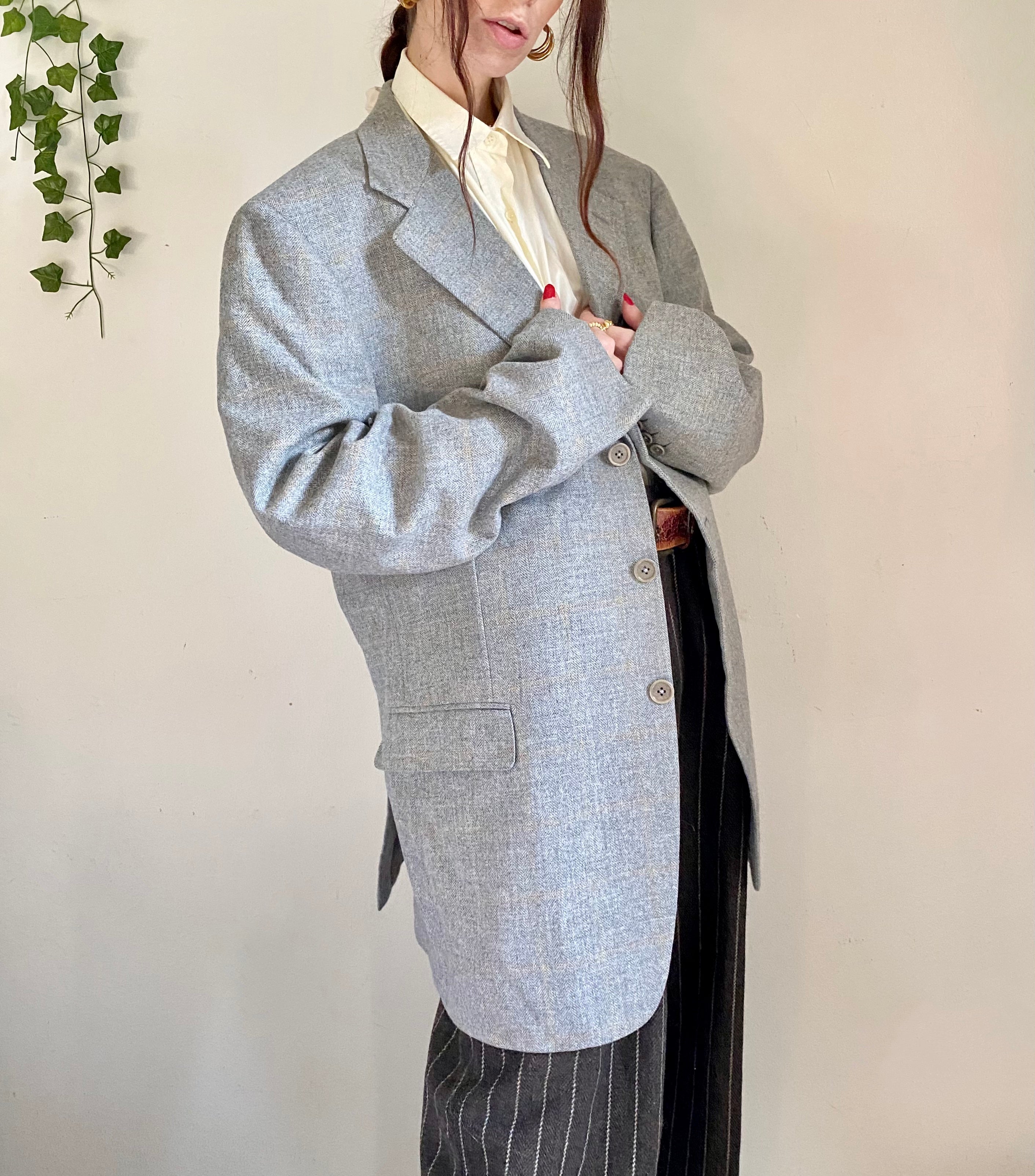 Blazer boxy grigio cenere monopetto