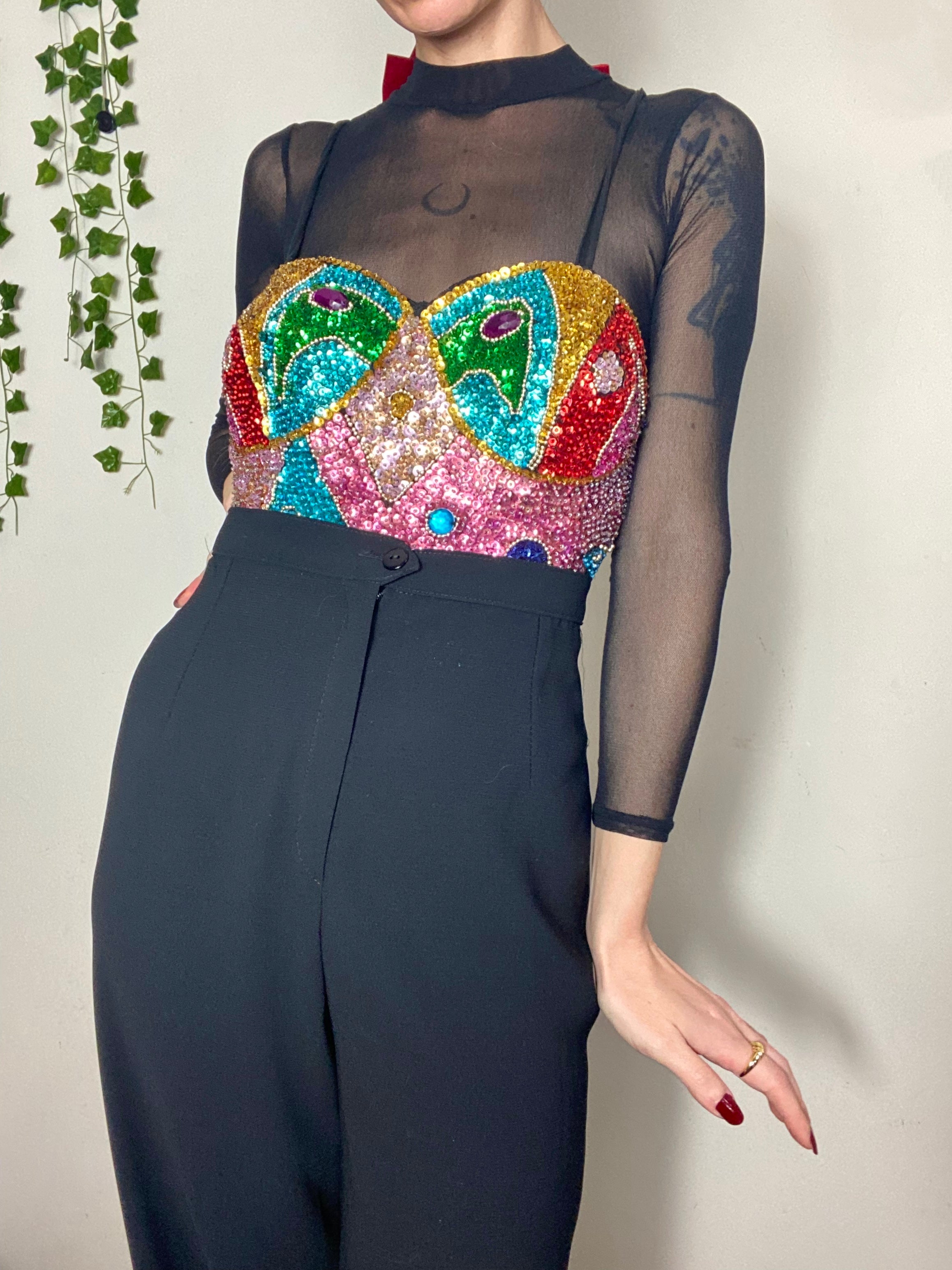 Body corsetto rigido con lustrini