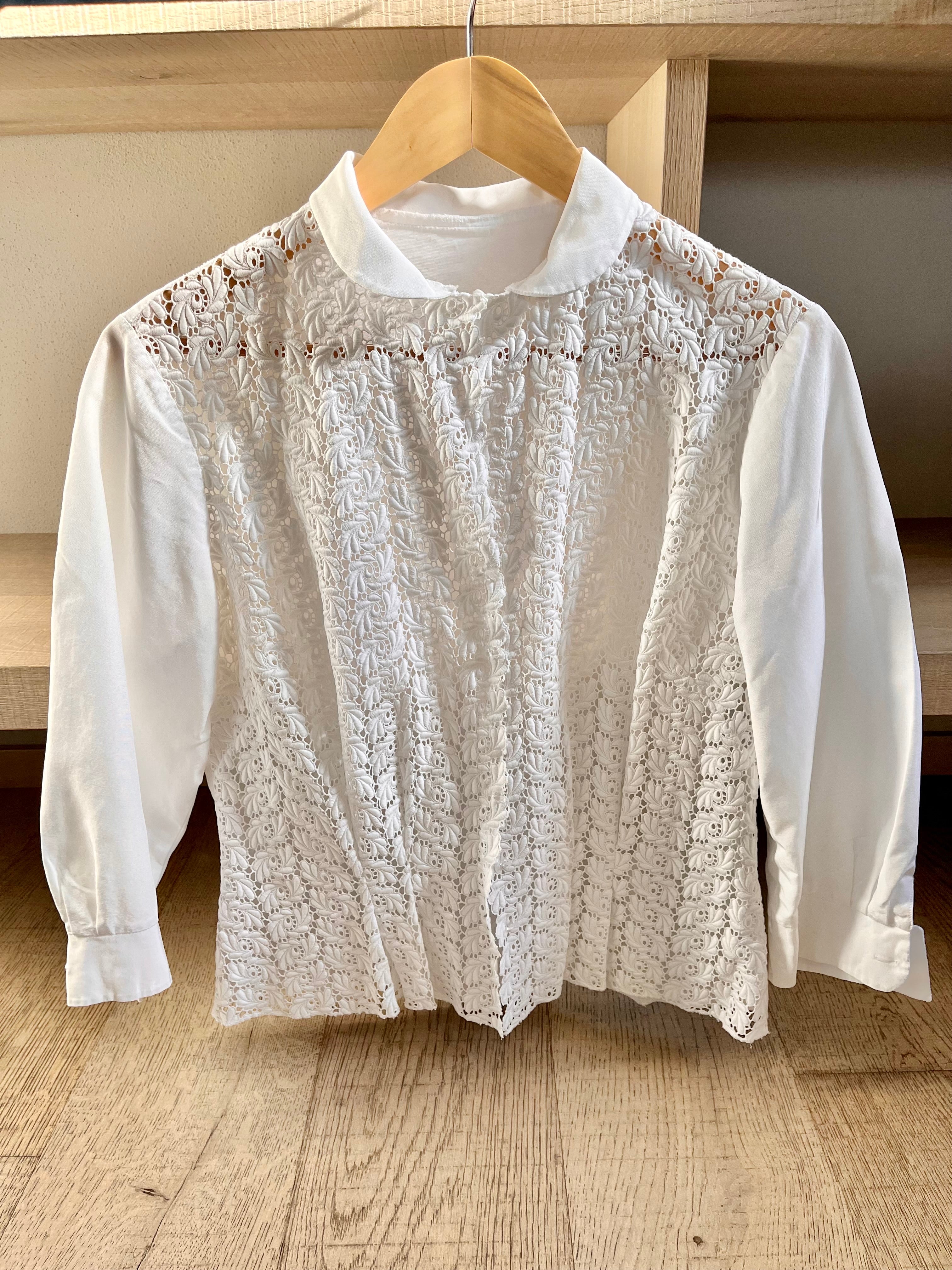 Camicia in pizzo macramè a palloncino