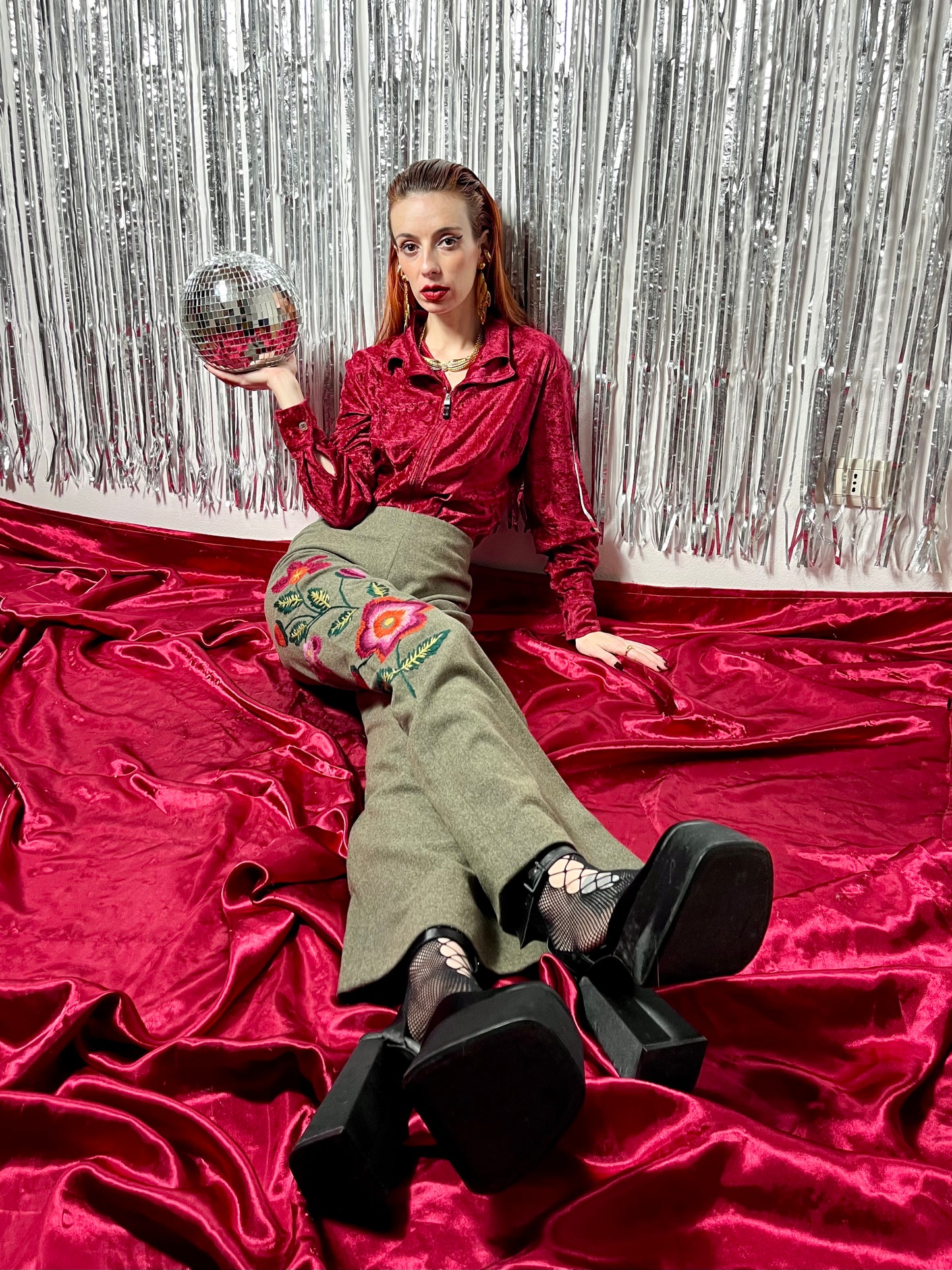 Pantaloni oliva in lana Mariella Burani