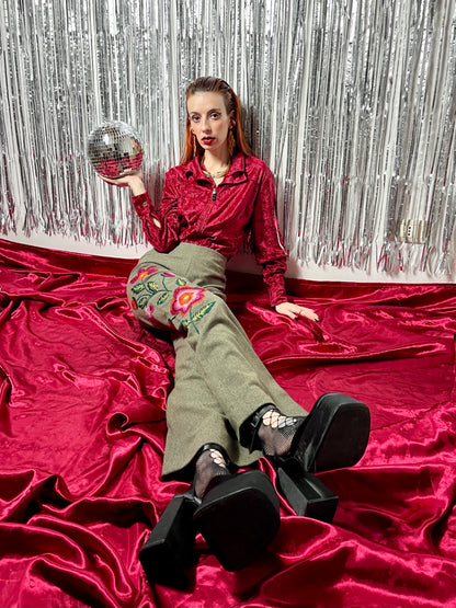 Pantaloni oliva in lana Mariella Burani