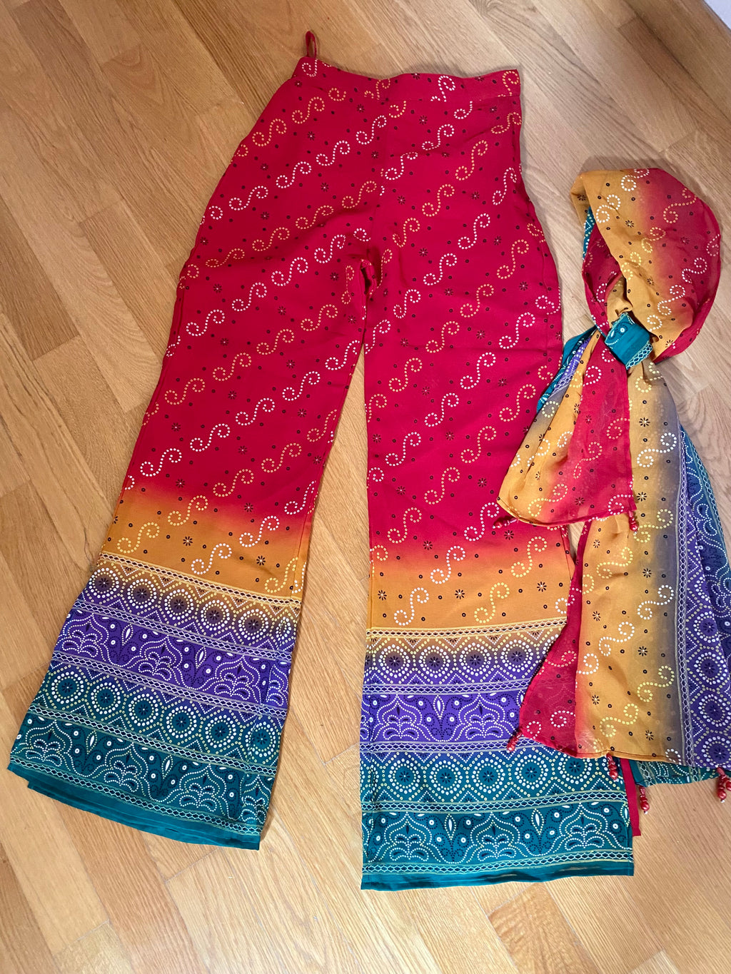Coordinato pantalone & foulard anni 70