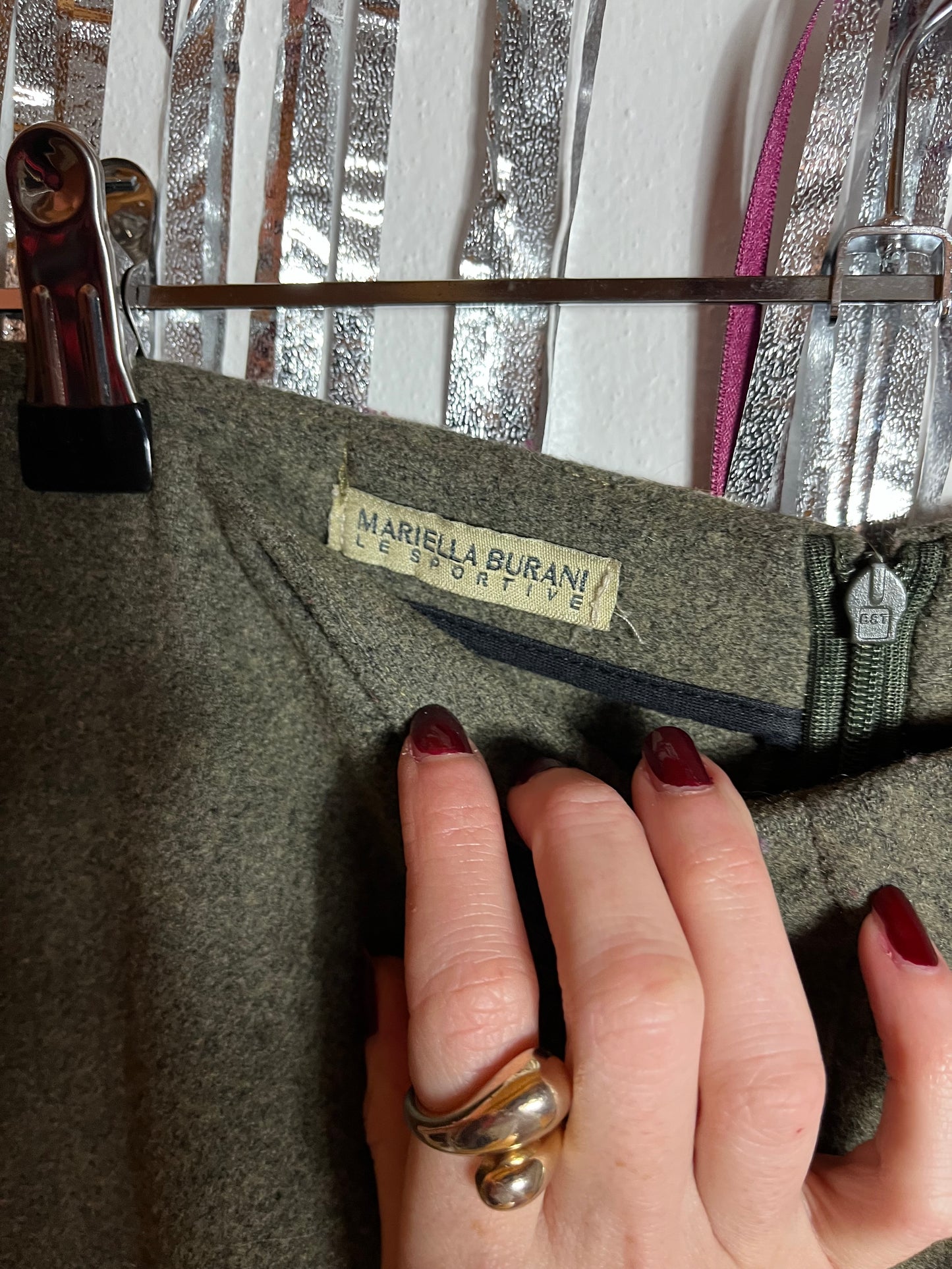 Pantaloni oliva in lana Mariella Burani