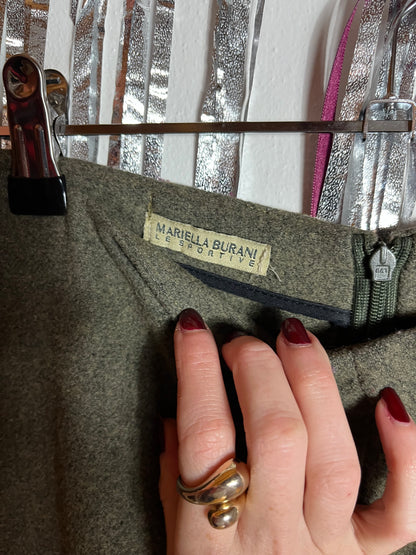 Pantaloni oliva in lana Mariella Burani