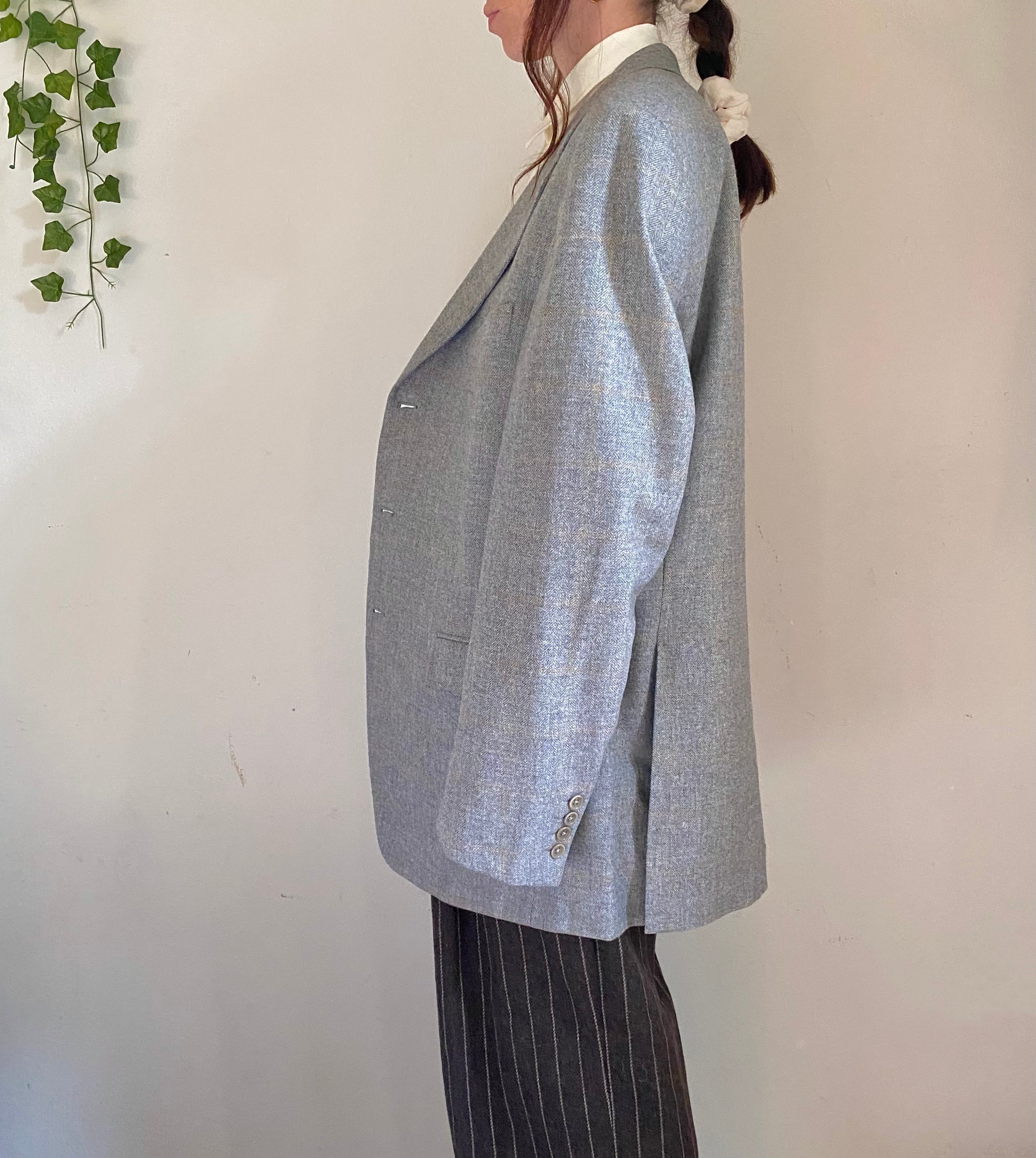 Blazer boxy grigio cenere monopetto