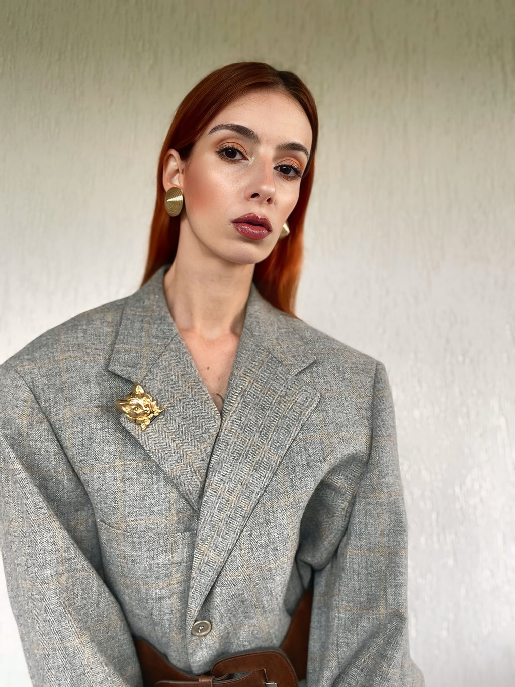 Blazer boxy grigio cenere monopetto