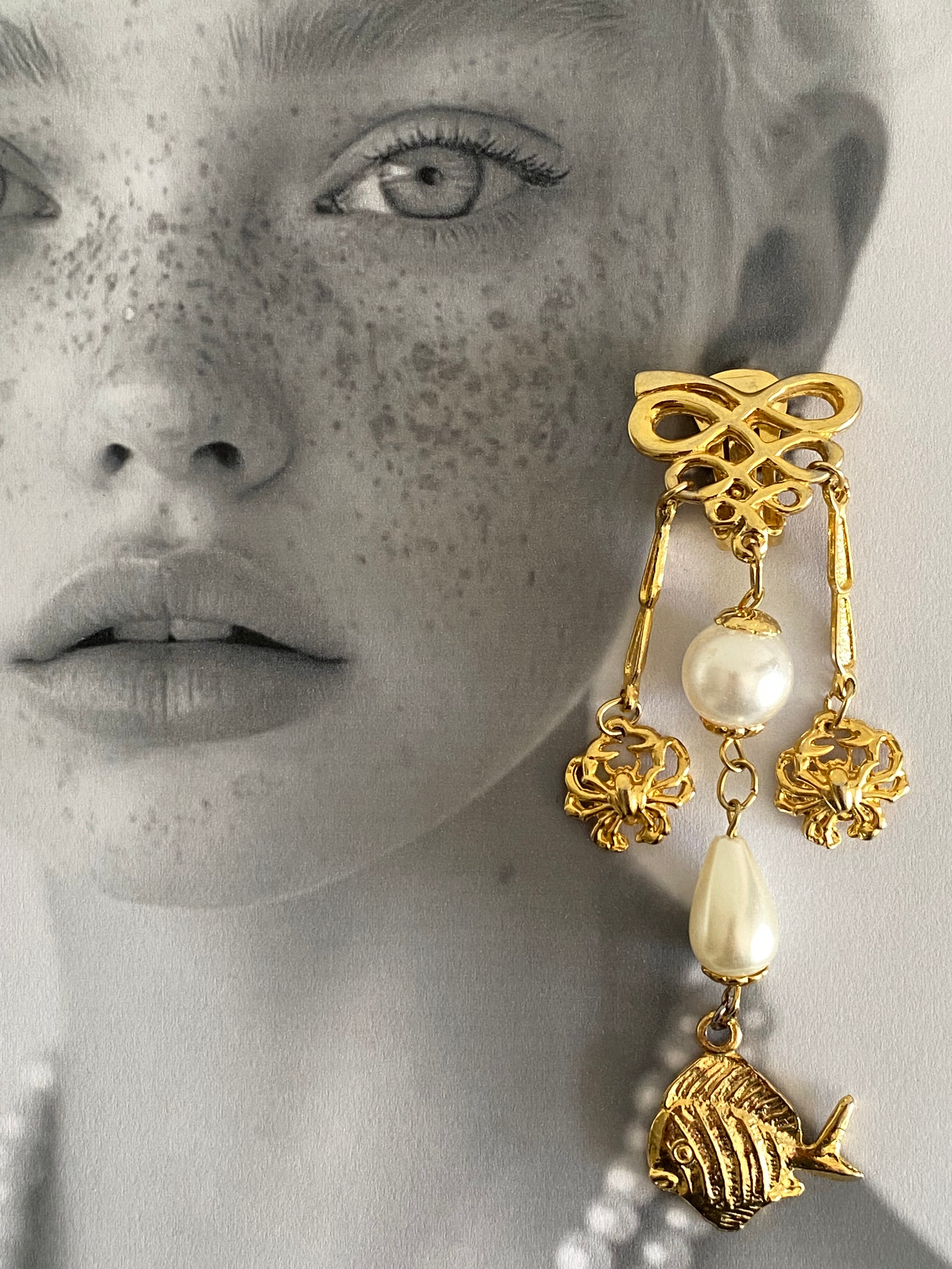 Galatea clip-on pendant earrings