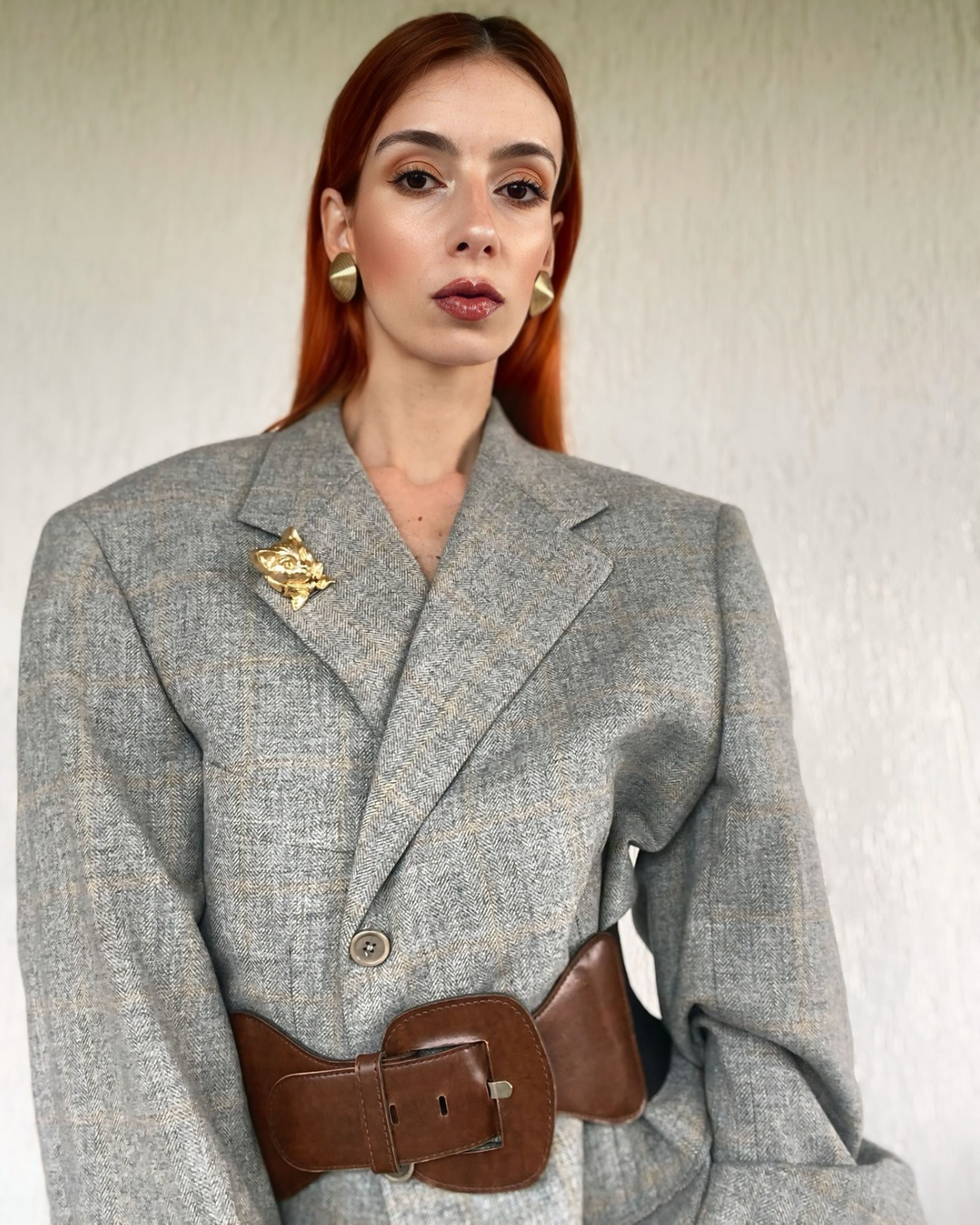 Blazer boxy grigio cenere monopetto