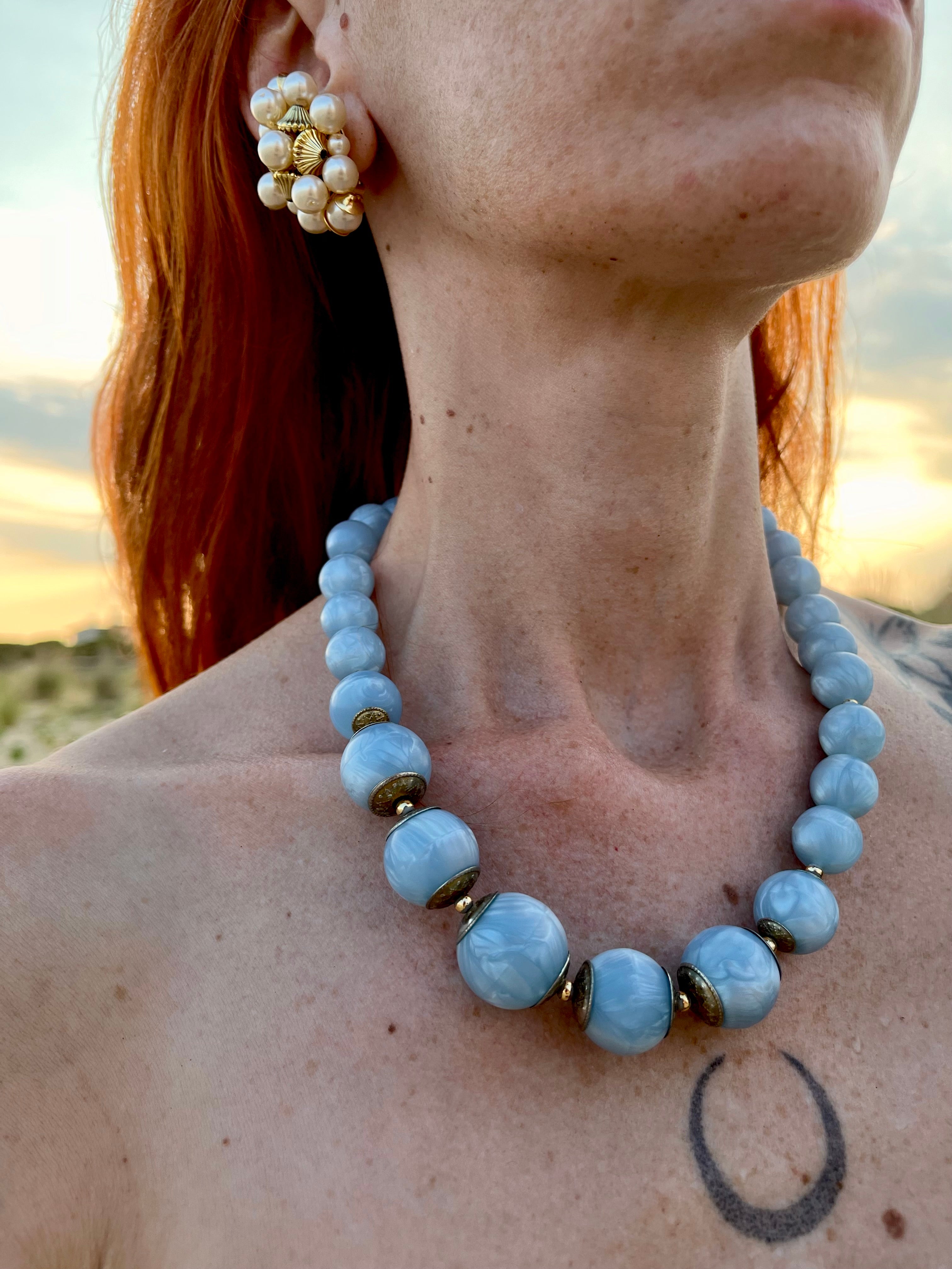 Bolle blu collana ‘60