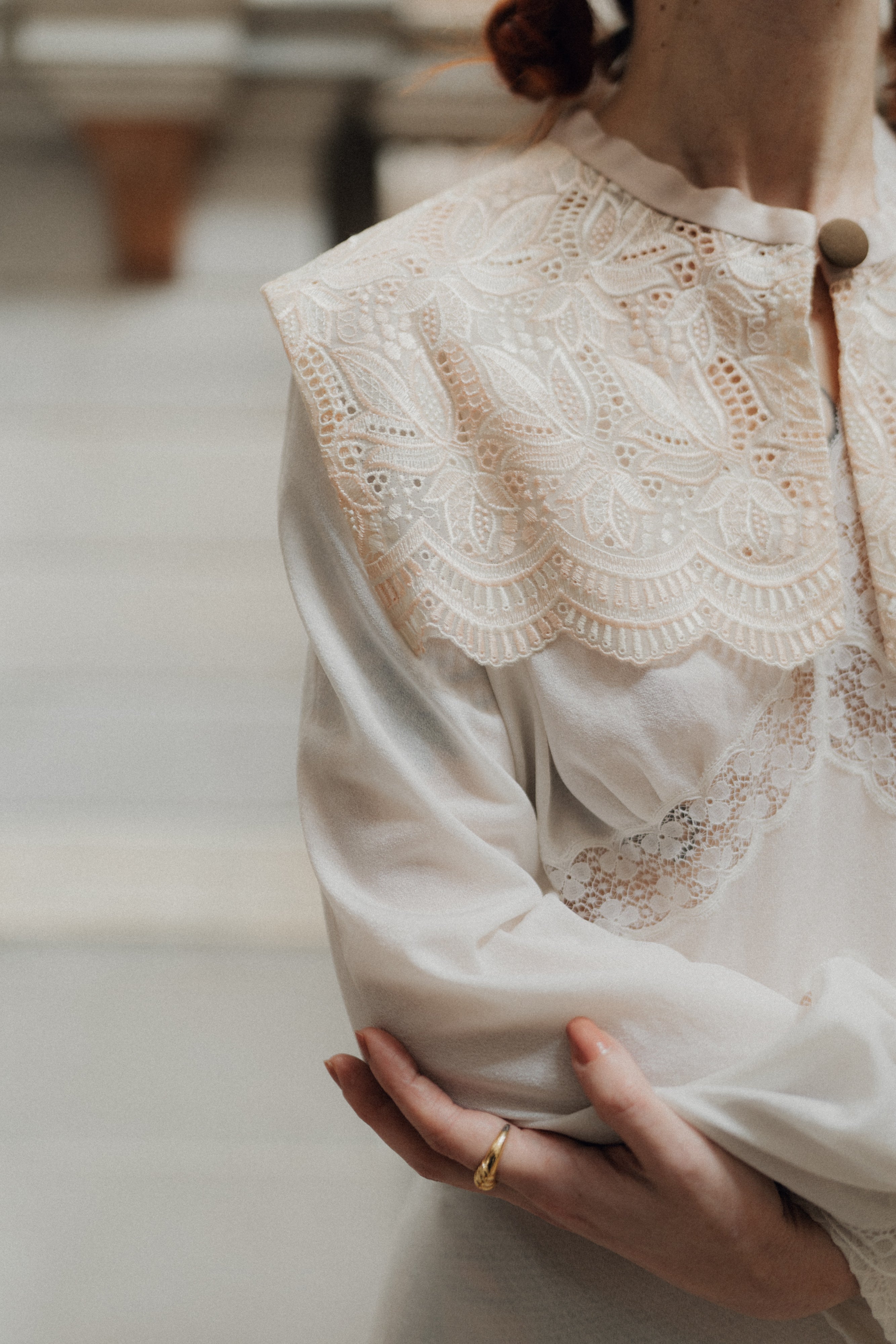 Colletto marinière rosa pastello in pizzo antico veneziano