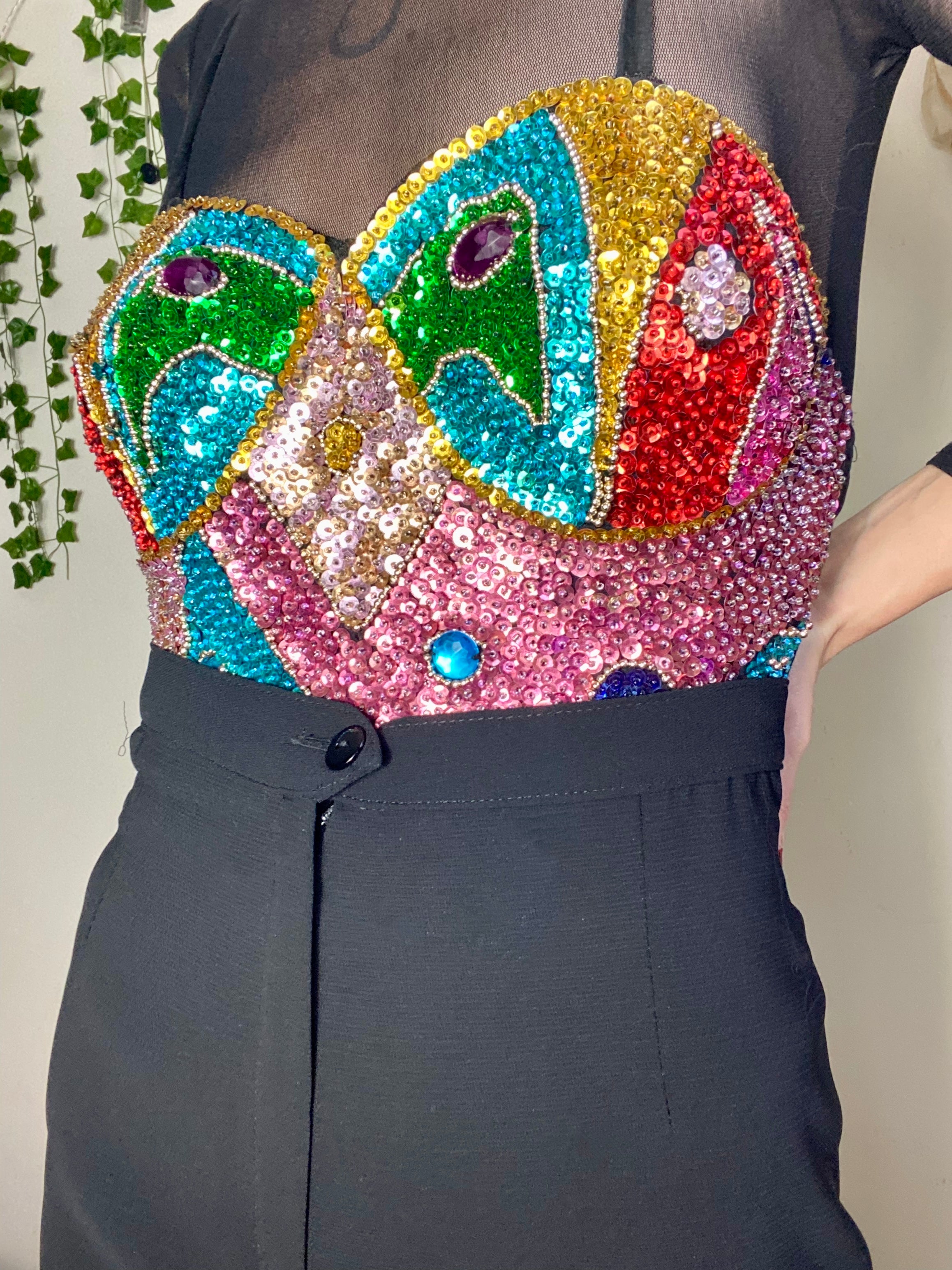 Body corsetto rigido con lustrini