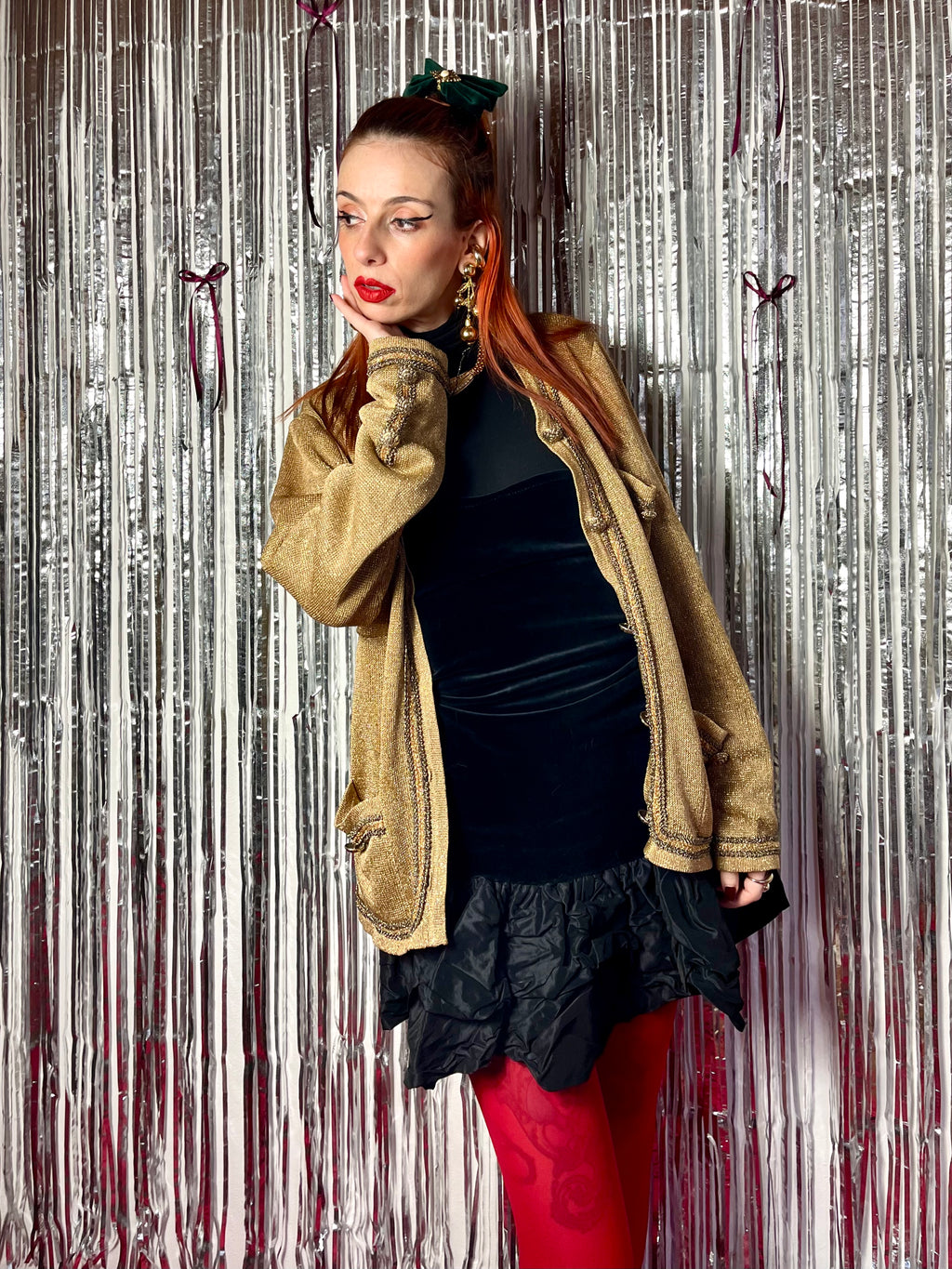 Cardigan à paillettes dorées