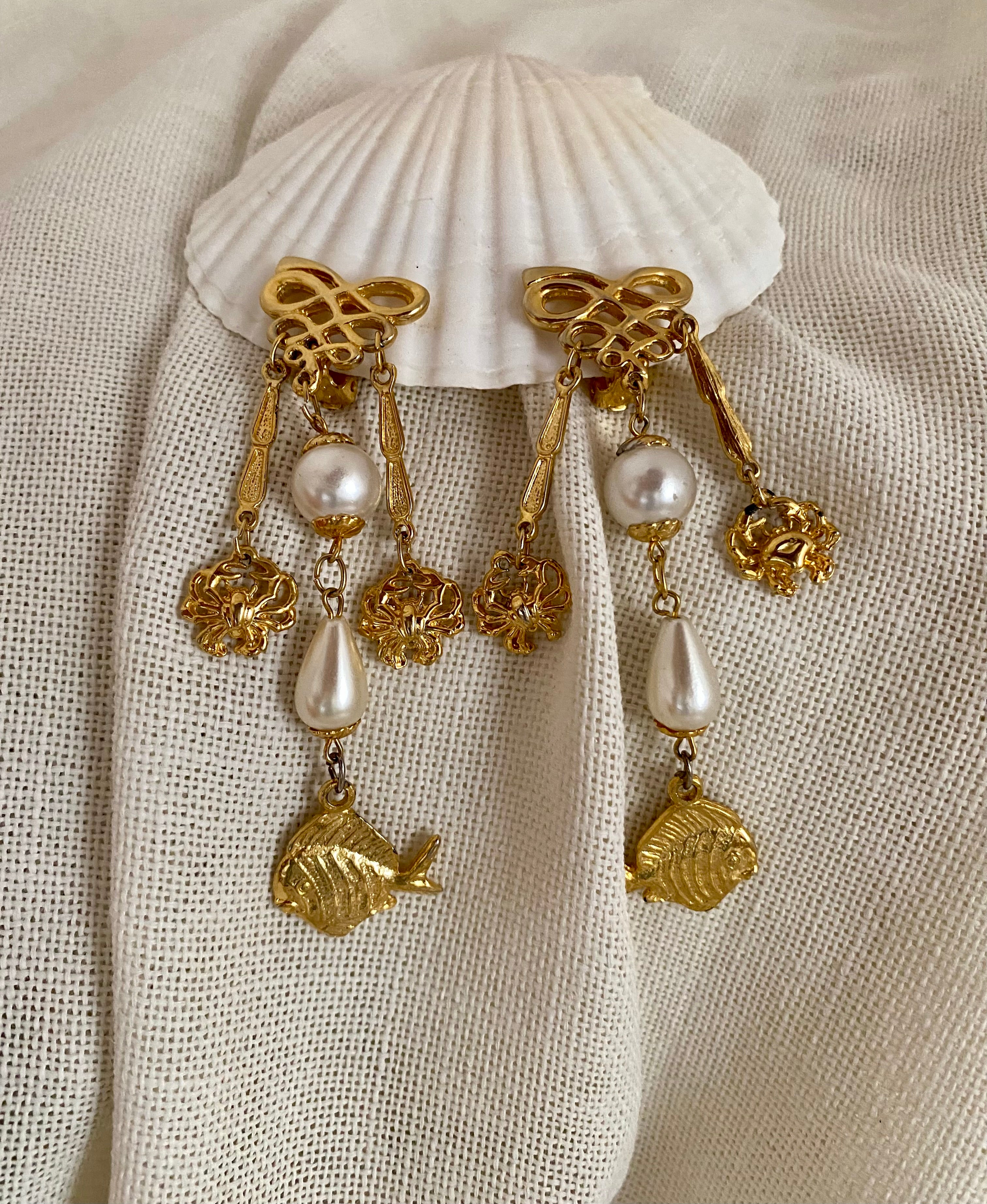 Galatea clip-on pendant earrings