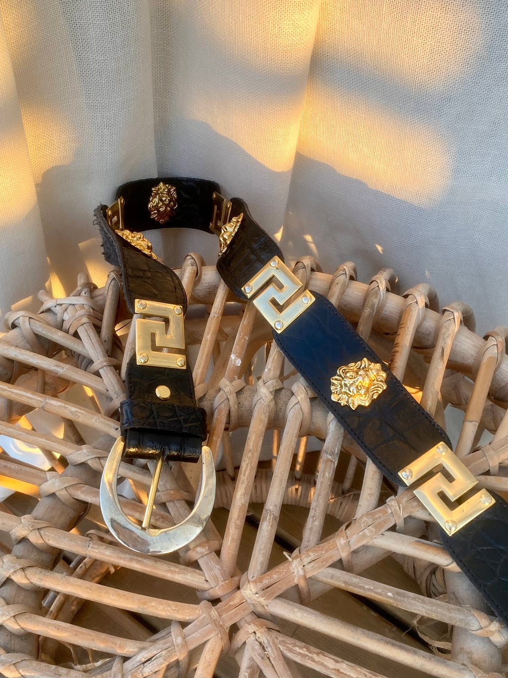 Leone cintura in pelle nera