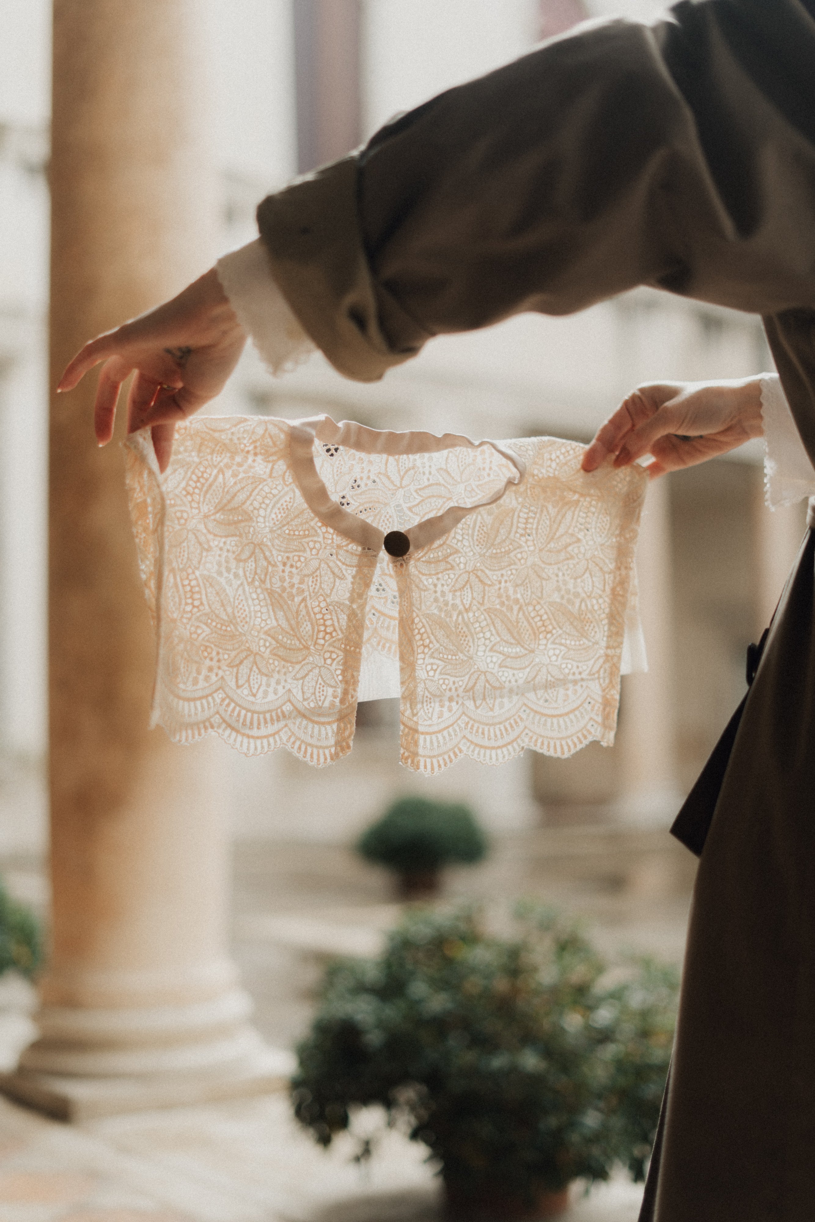 Colletto marinière rosa pastello in pizzo antico veneziano