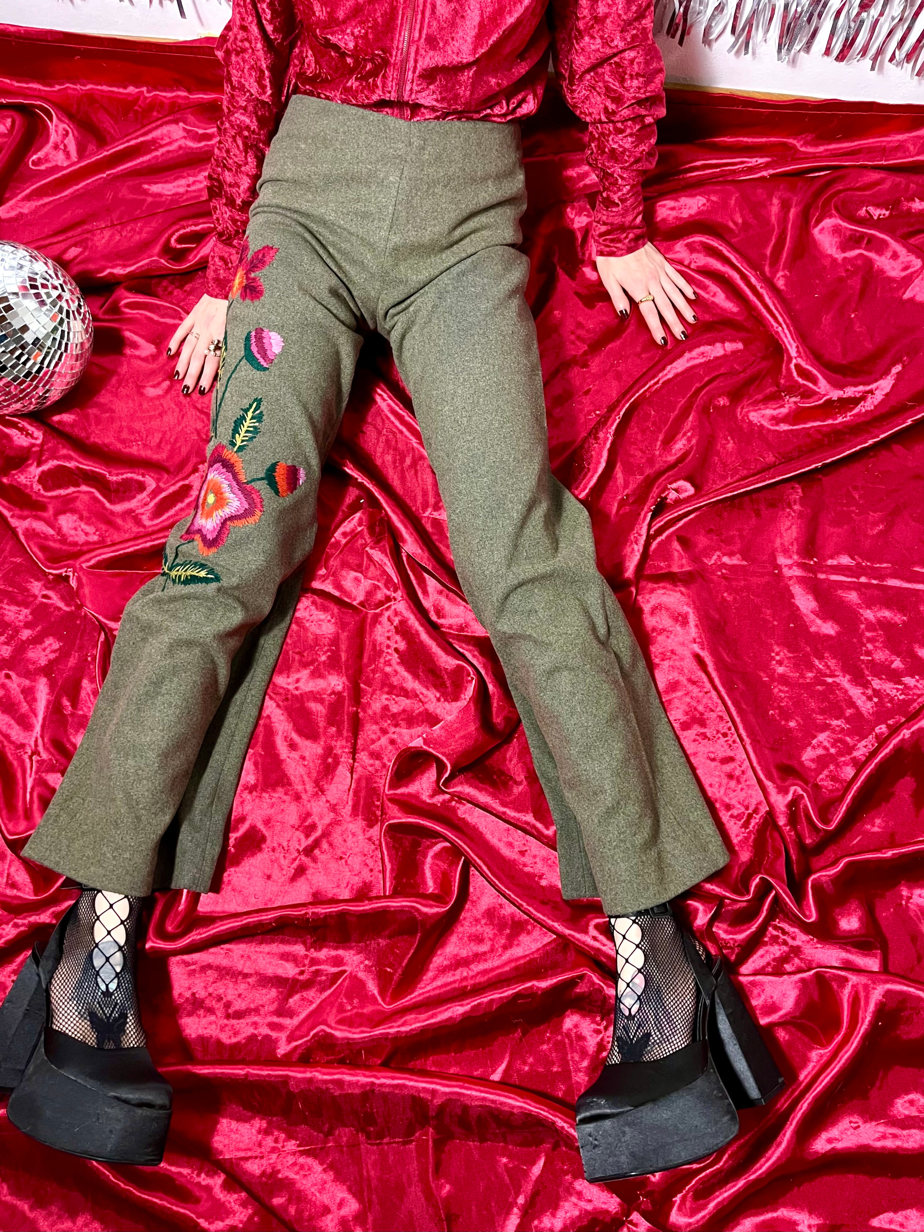 Pantaloni oliva in lana Mariella Burani