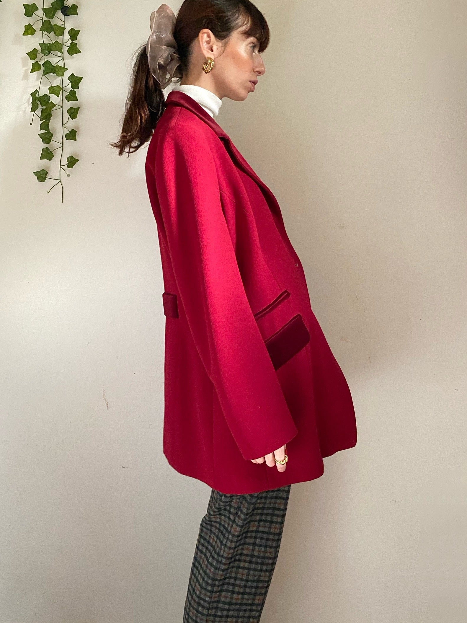 Blazer con dettagli in velluto monopetto