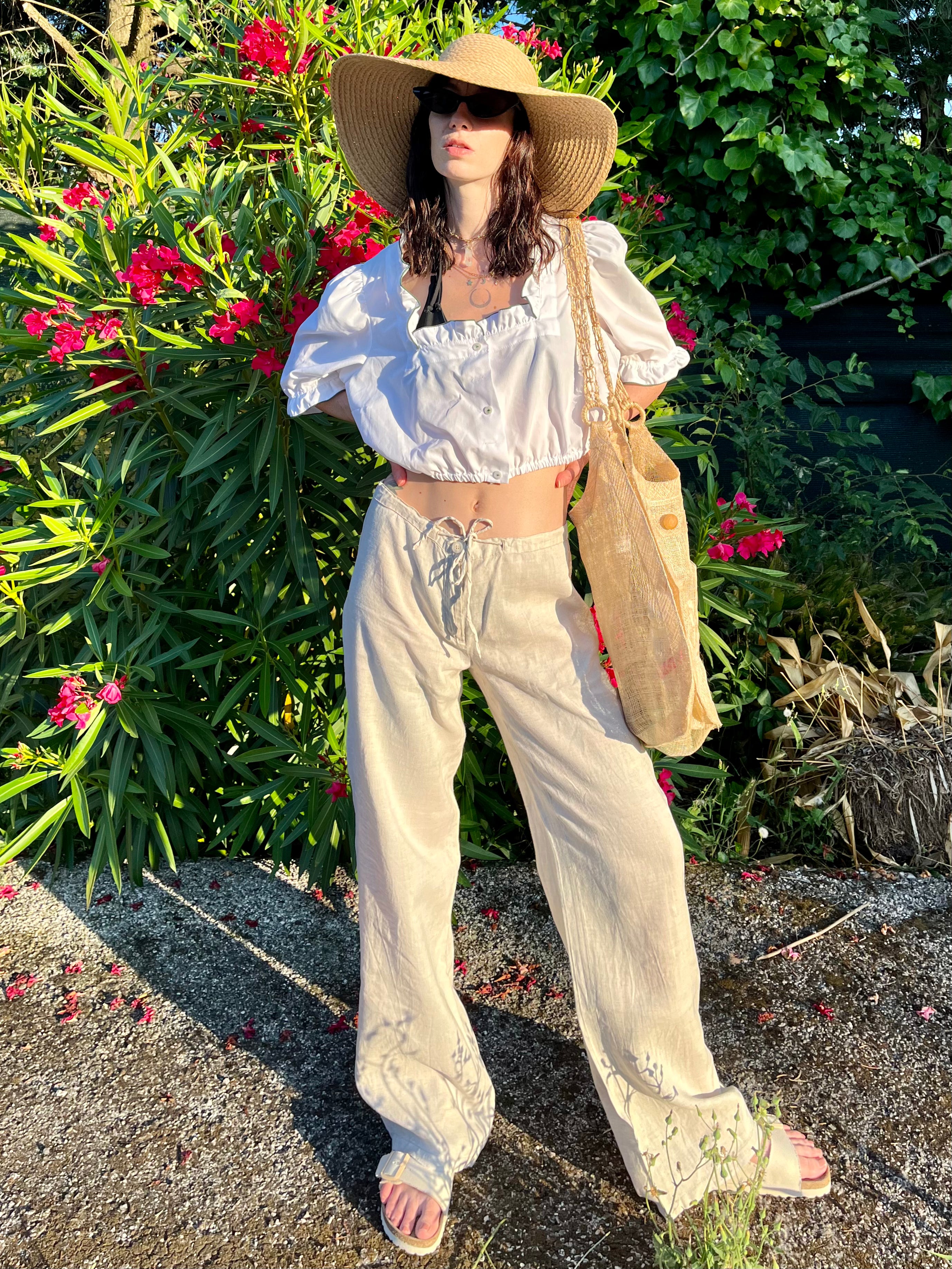 Pantalone in lino sabbia Benetton