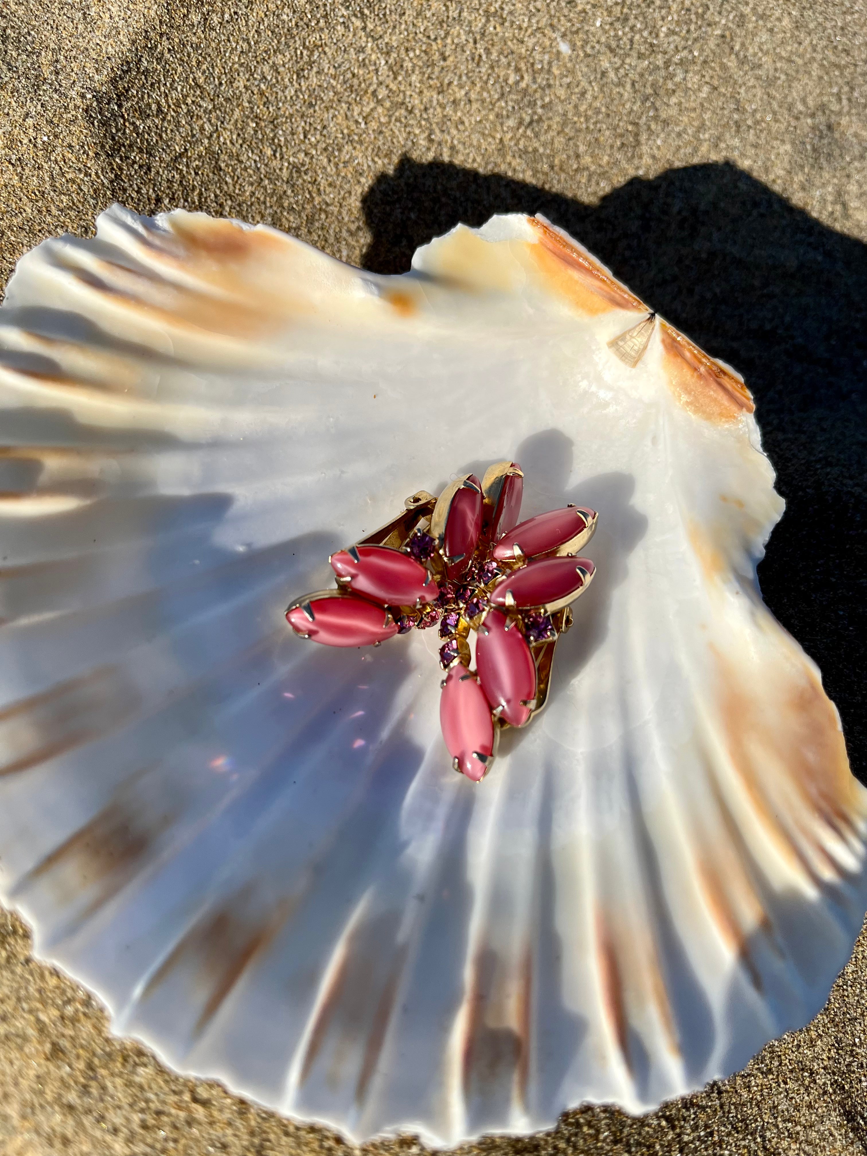 Orecchini rosa anni ‘80 con strass