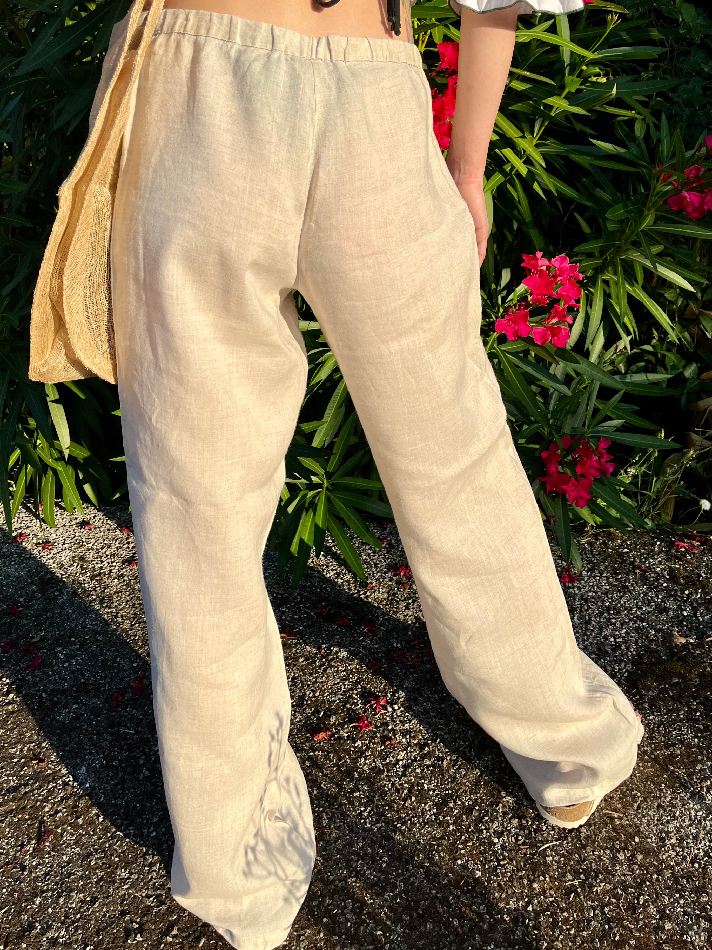 Pantalone in lino sabbia Benetton