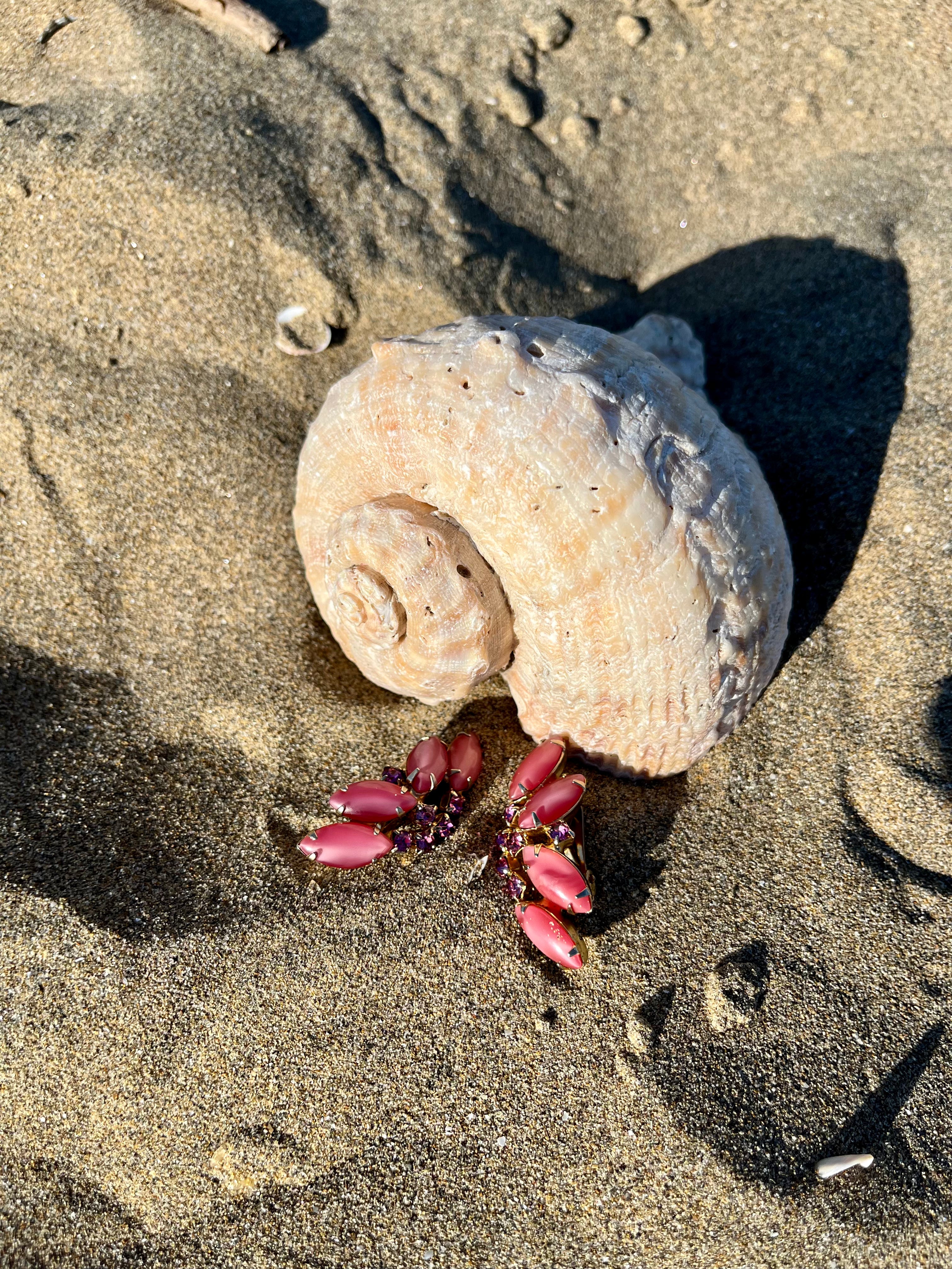 Orecchini rosa anni ‘80 con strass