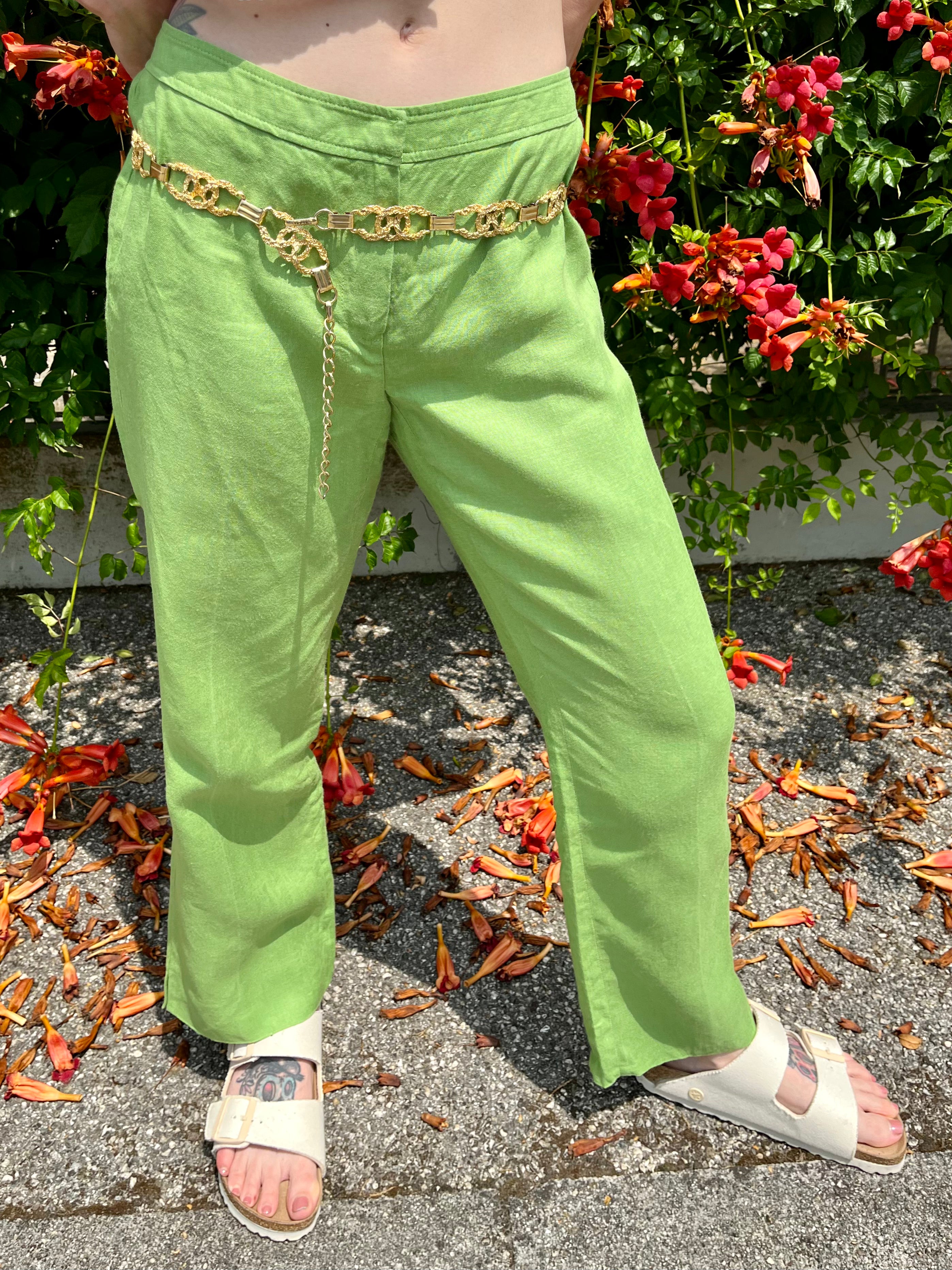 Lime pantalone Marella in lino