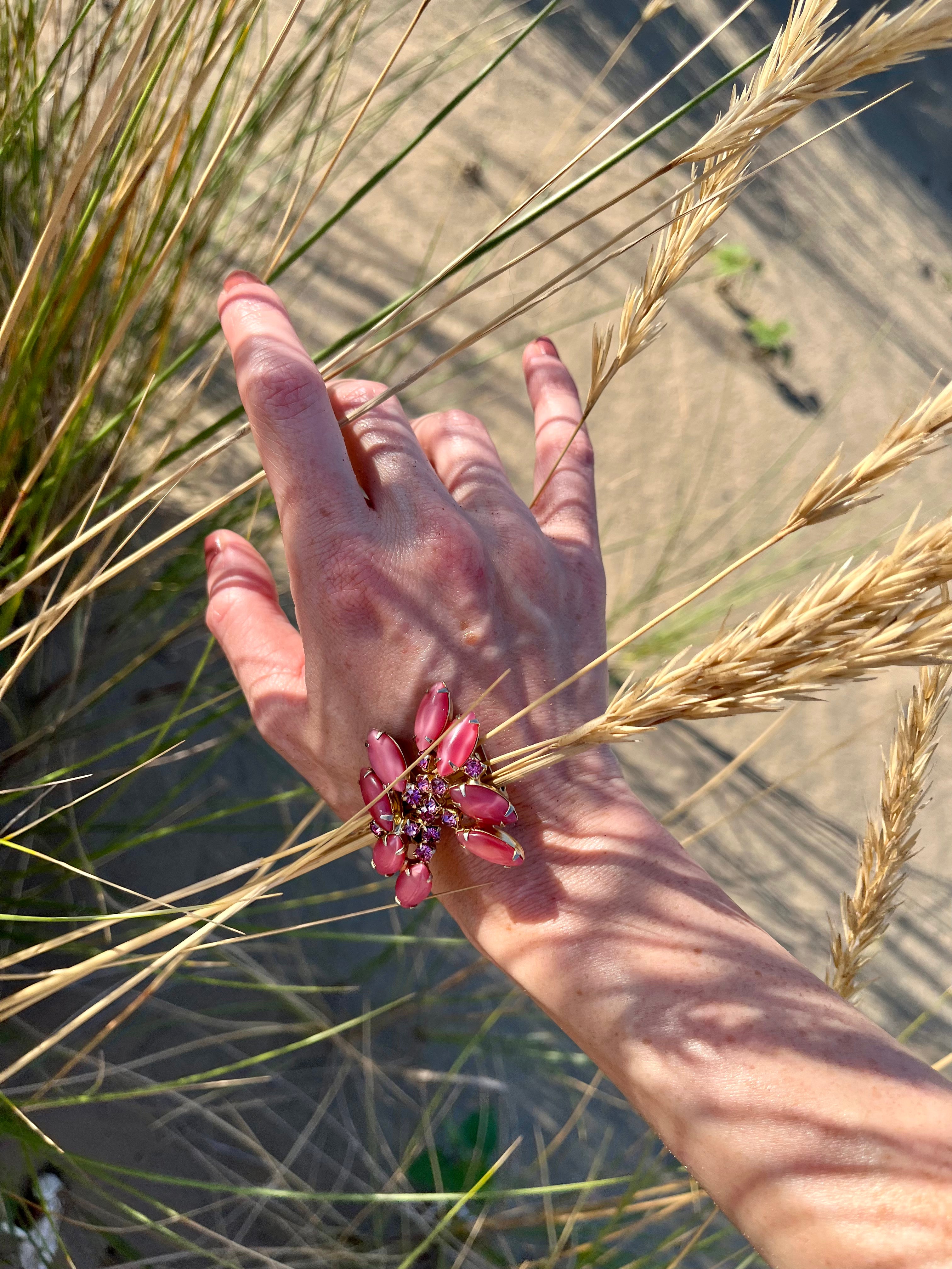 Orecchini rosa anni ‘80 con strass